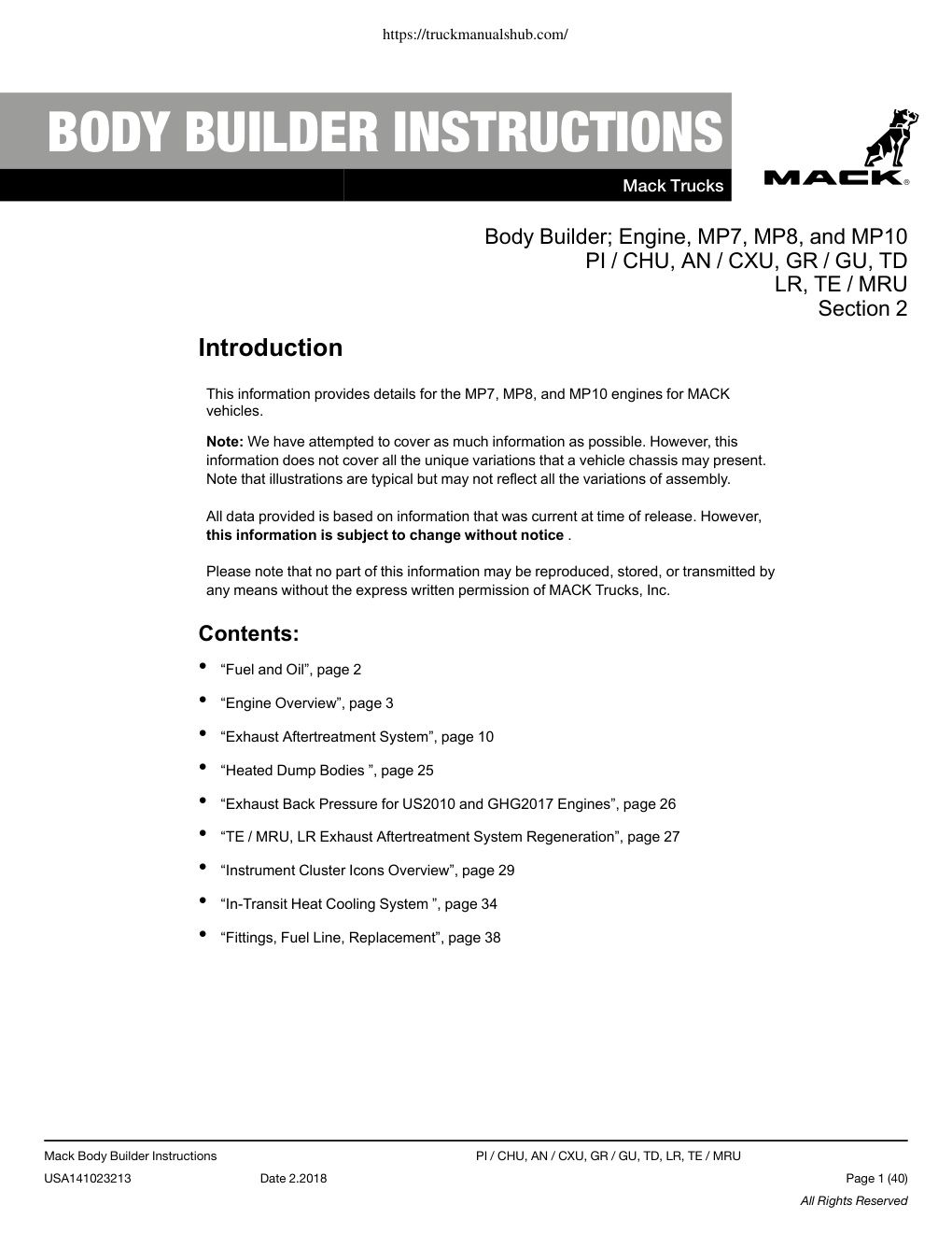Première page de BODY BUILDER INSTRUCTIONS