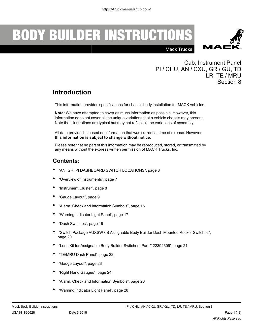 Première page de BODY BUILDER INSTRUCTIONS