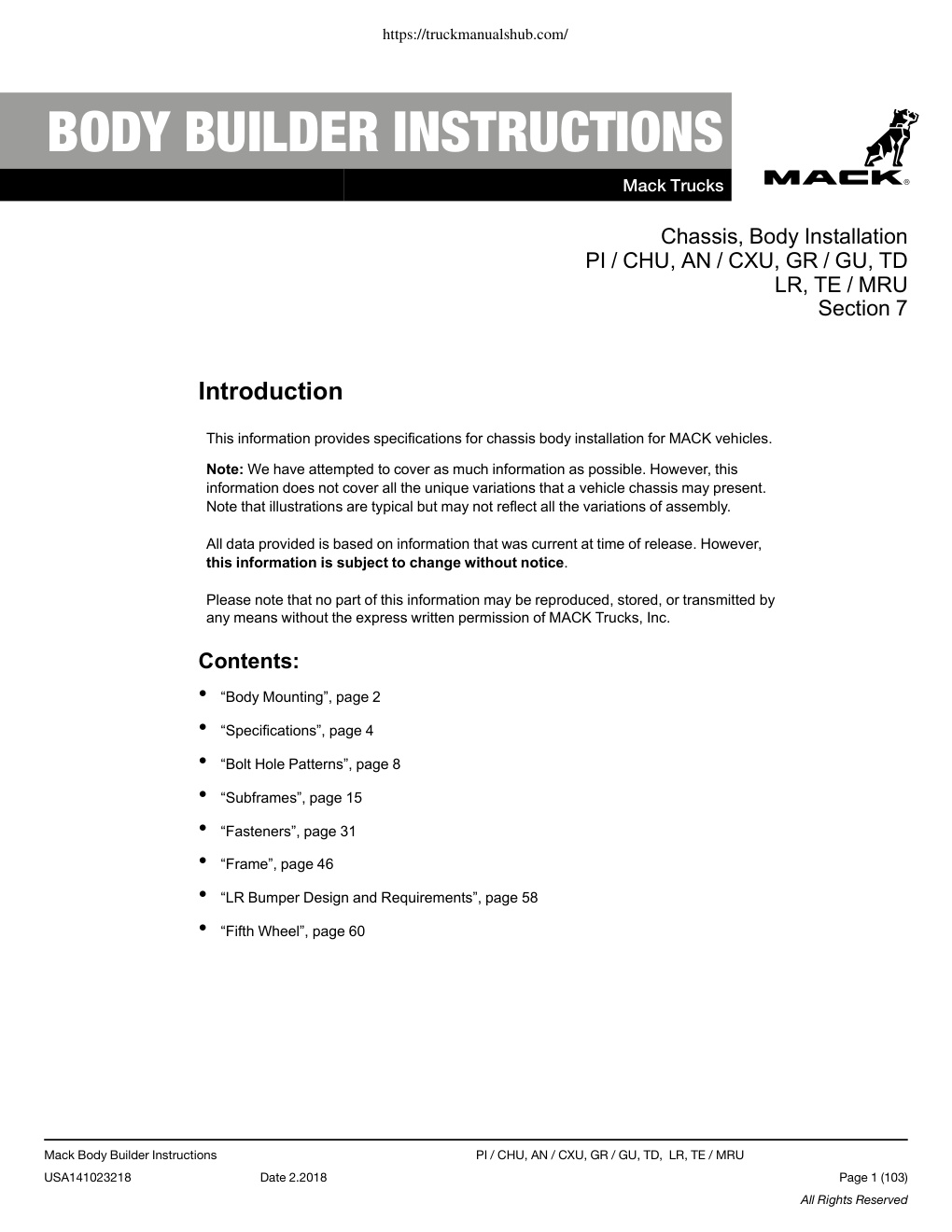 Première page de BODY BUILDER INSTRUCTIONS
