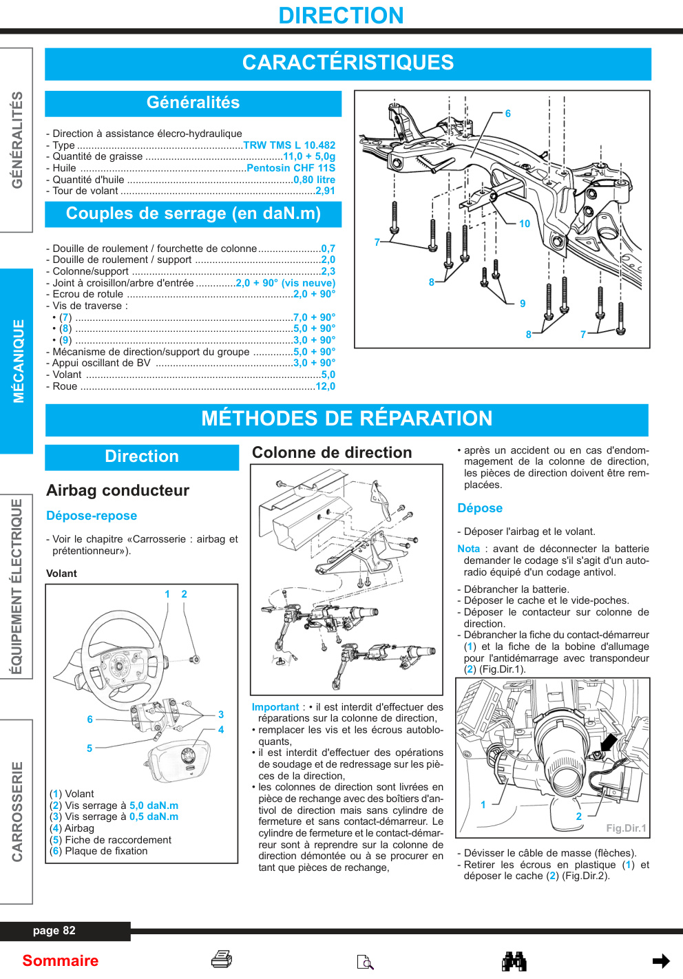 Première page de Direction à assistance élecro-hydraulique