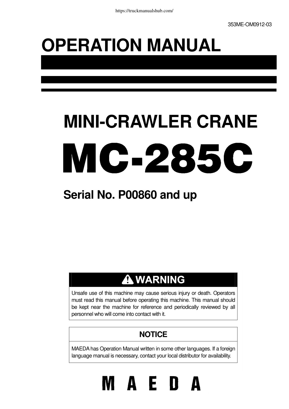 Première page de OPERATION MANUAL