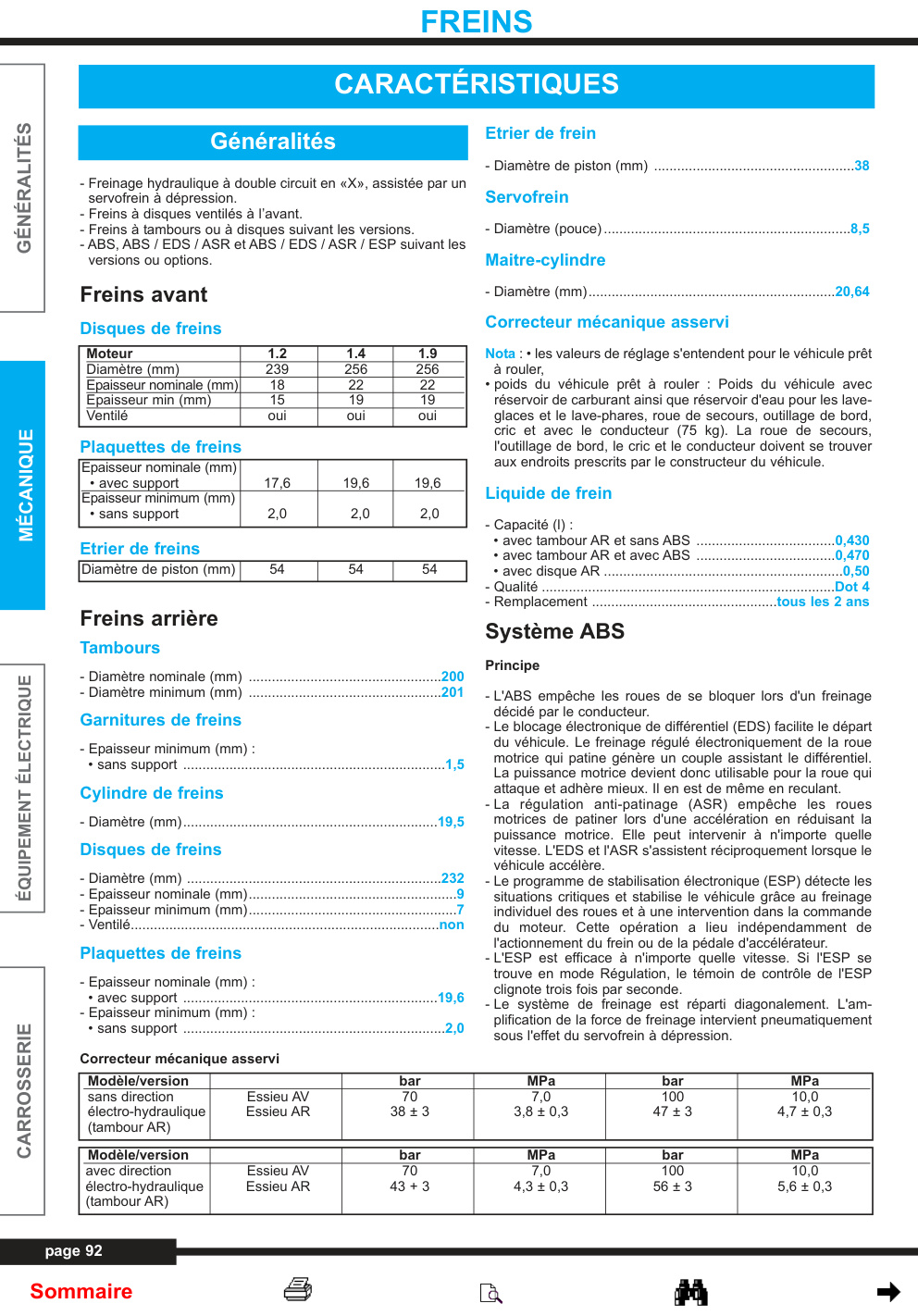 Première page de Généralités Etrier de frein