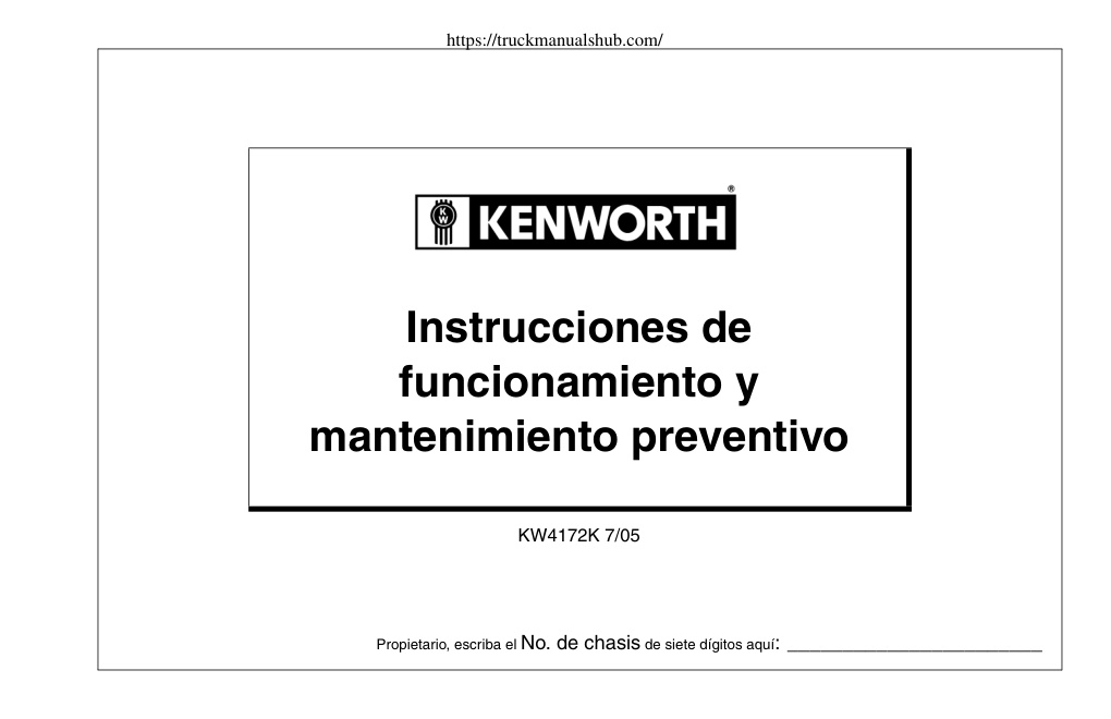 Première page de Kenworth Operating Instructions & Preventive Maintenance, KW1466