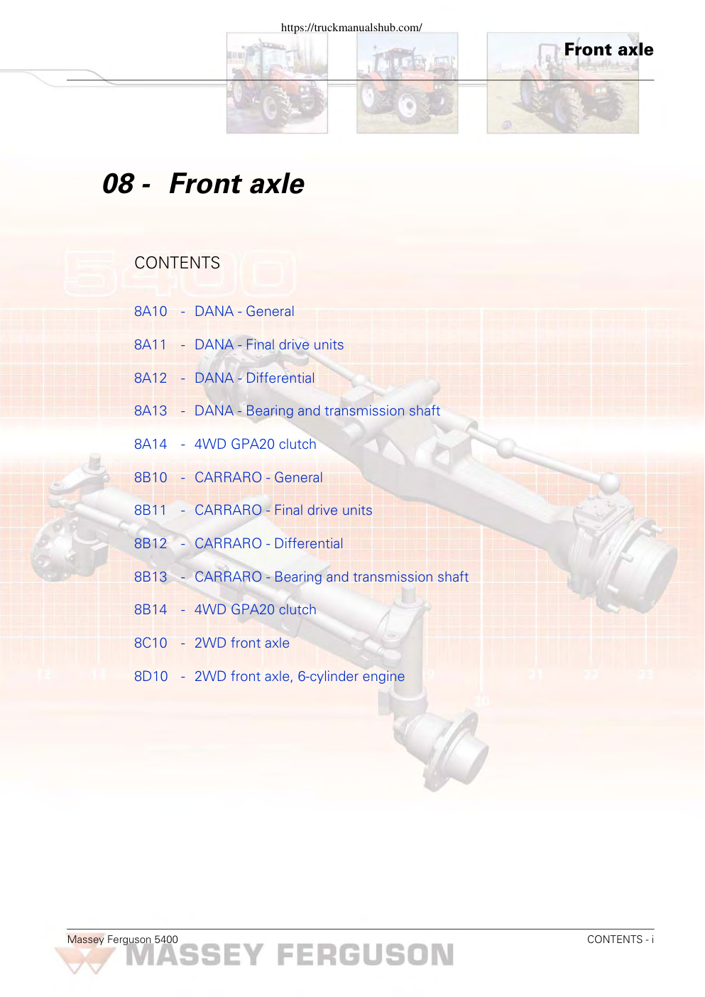 Première page de DANA DANA DANA DANA 4WD CARRARO CARRARO CARRARO CARRARO 4WD 2WD 2WD
