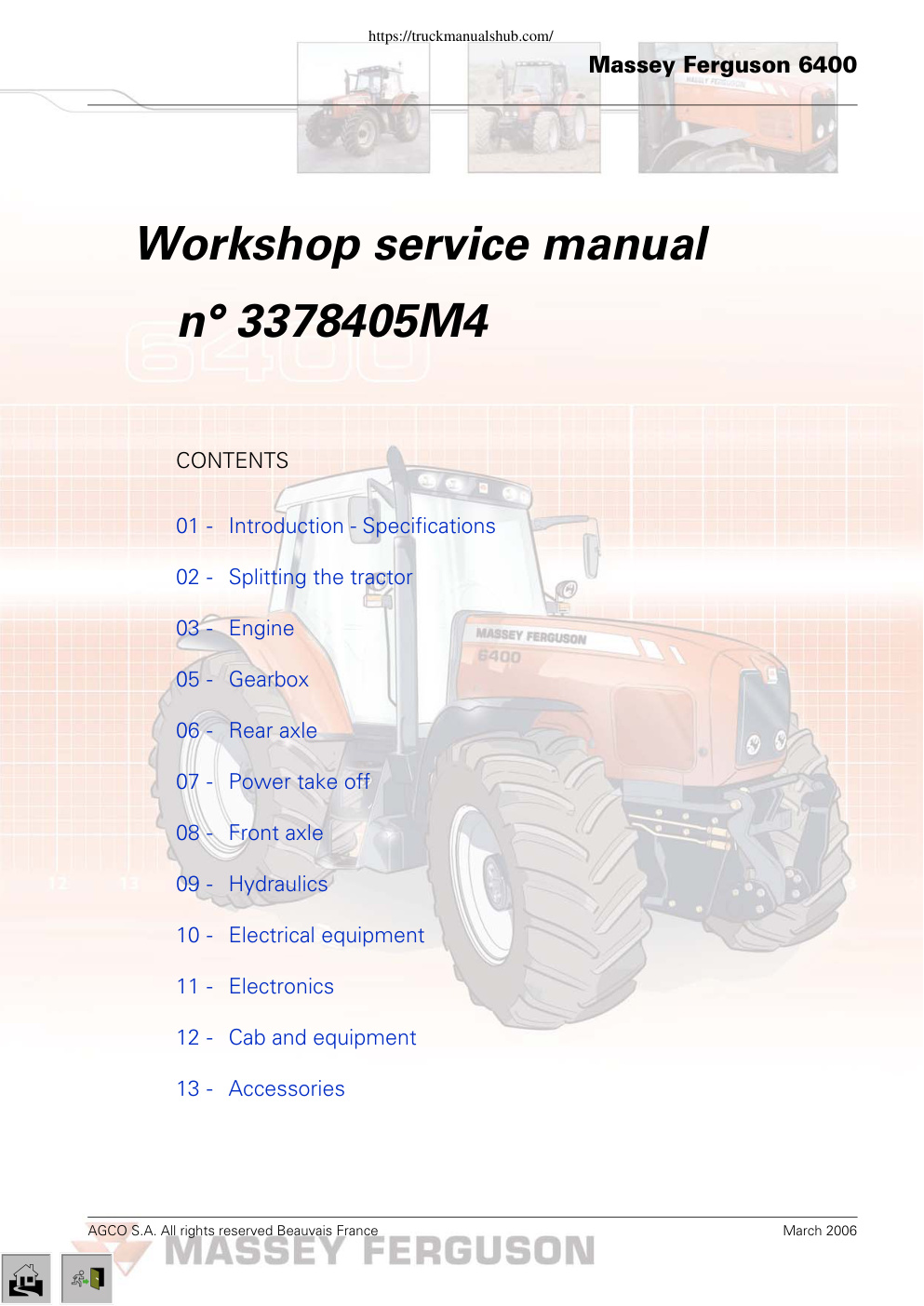 Première page de Massey manual