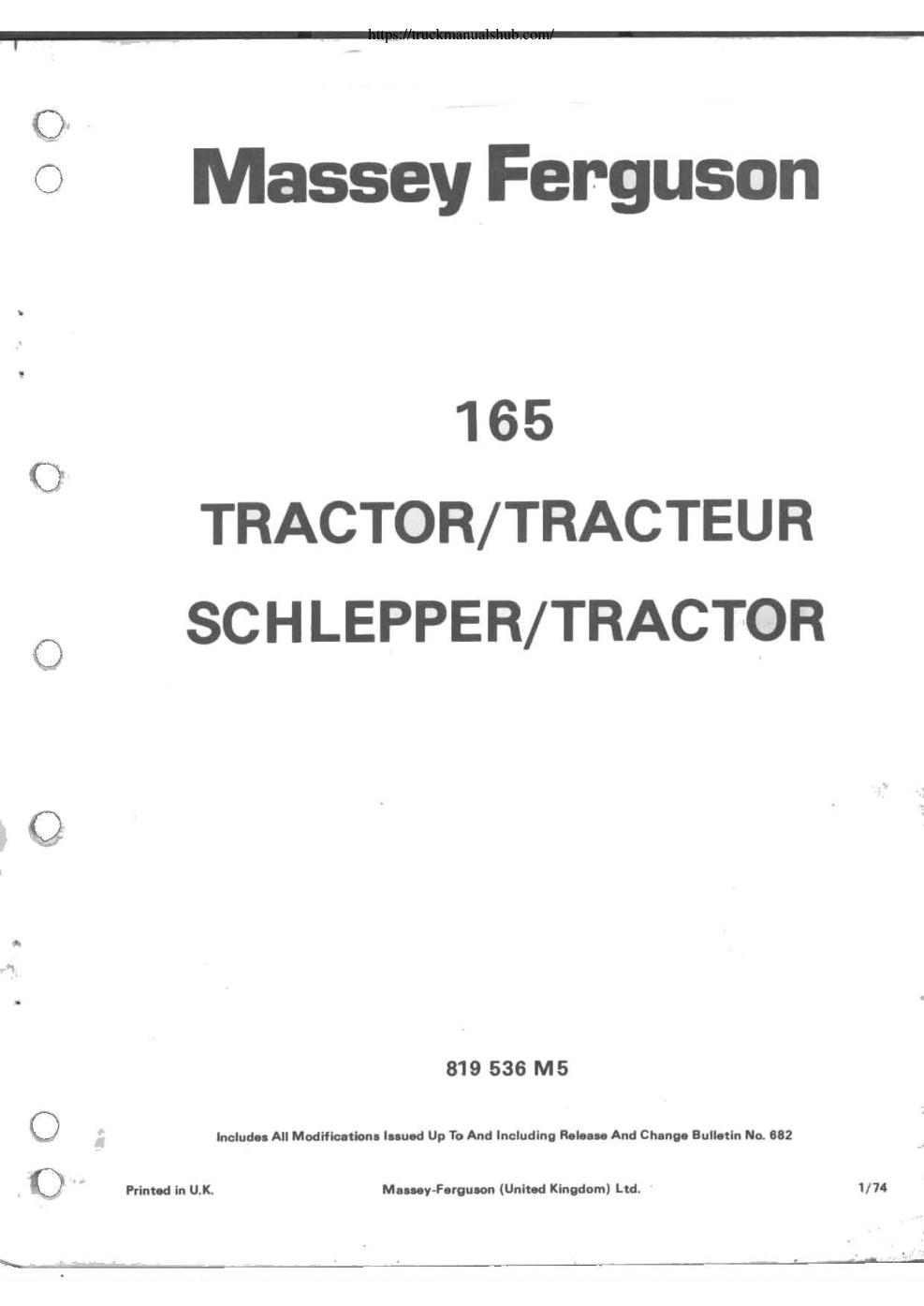 Première page de MF 165 Parts