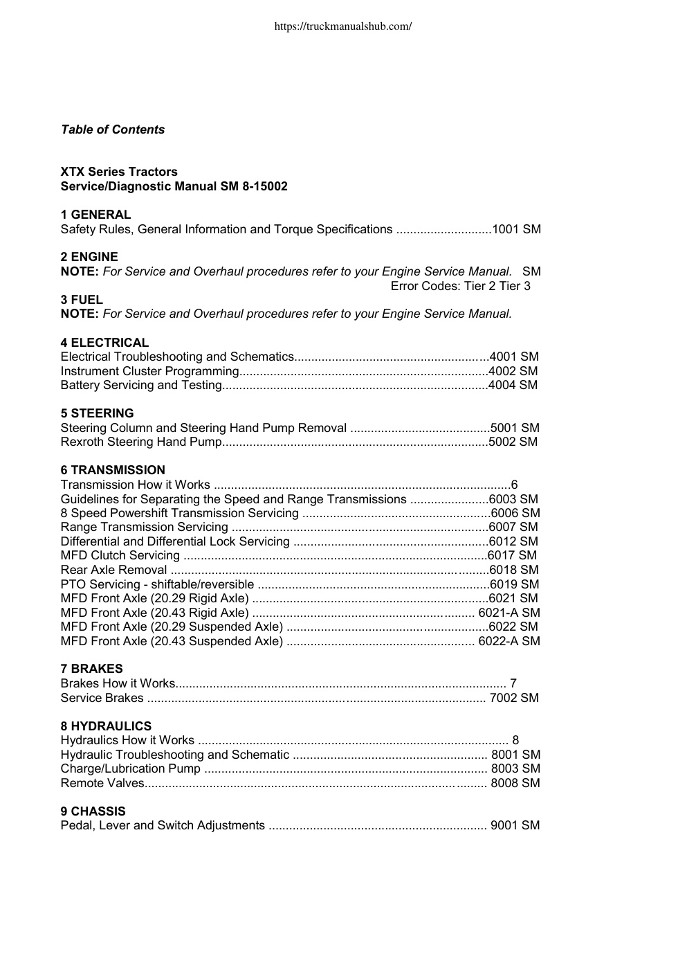 Première page de Service/Diagnostic Manual SM 8-15002