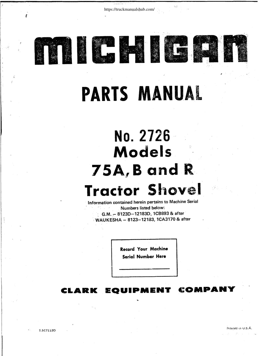 Première page de PARTS MANUAL