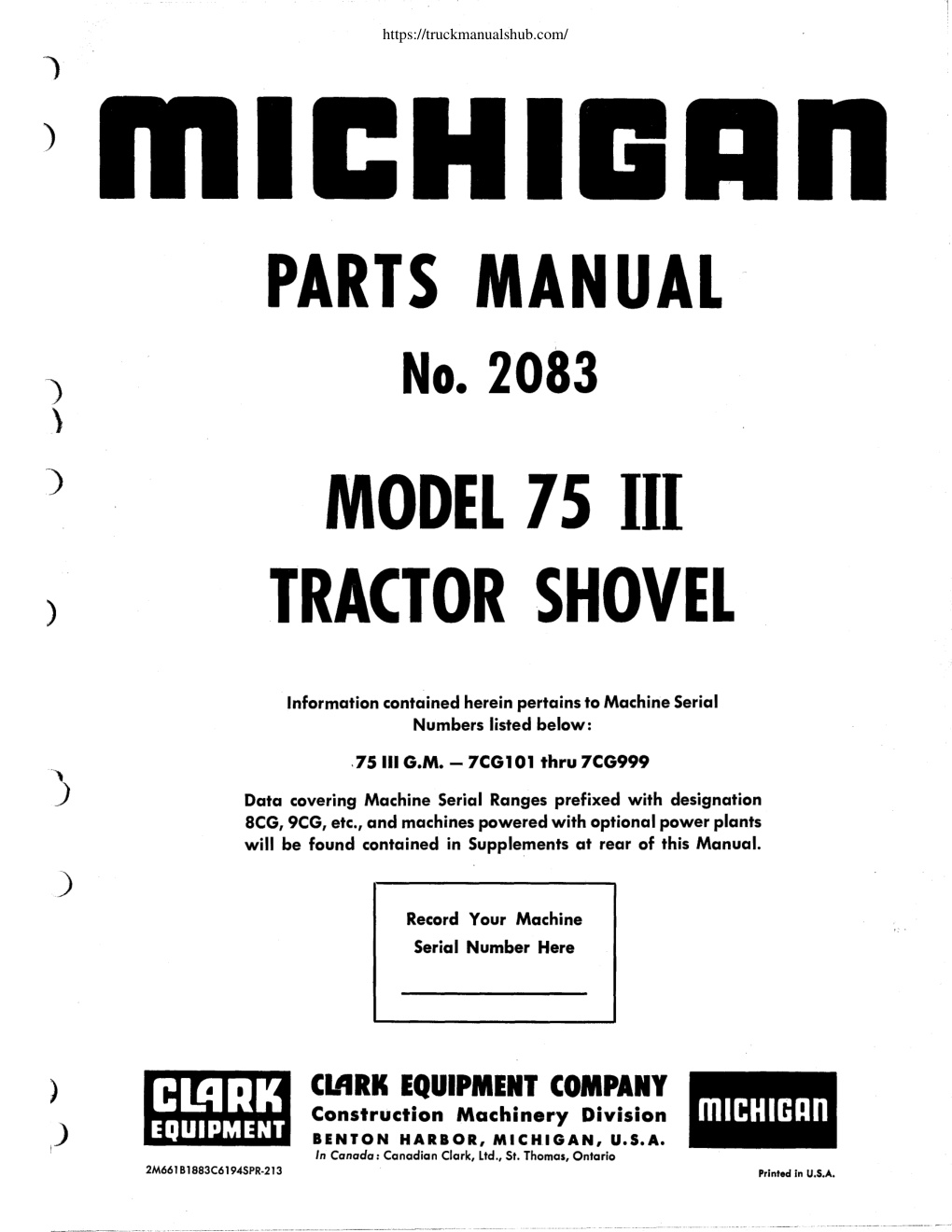Première page de PARTS MANUAL