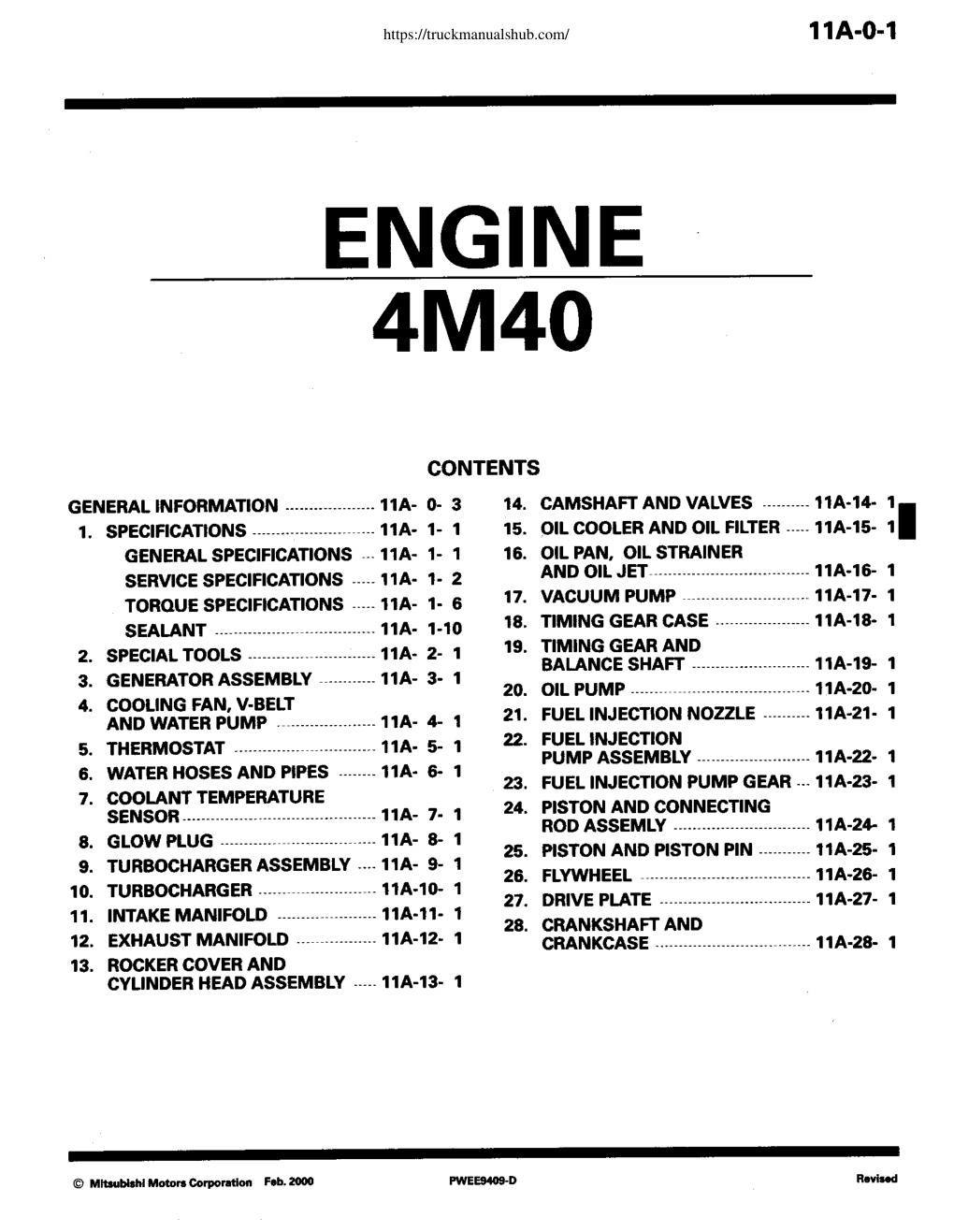 Première page de ENGINE Workshop Manual 4M4 (W-E)