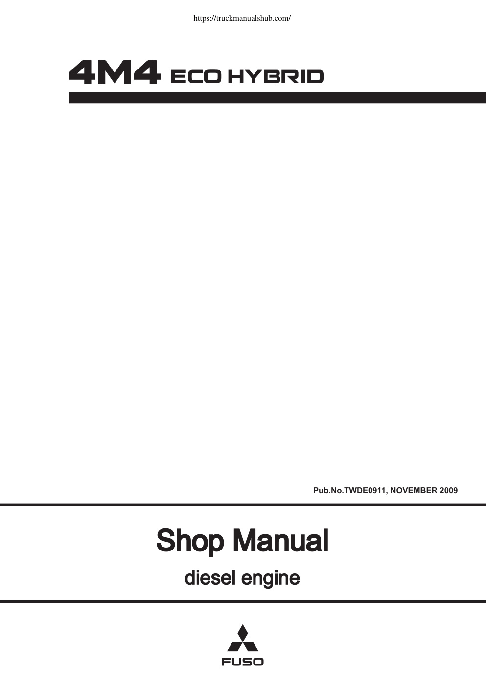Première page de Shop Manual