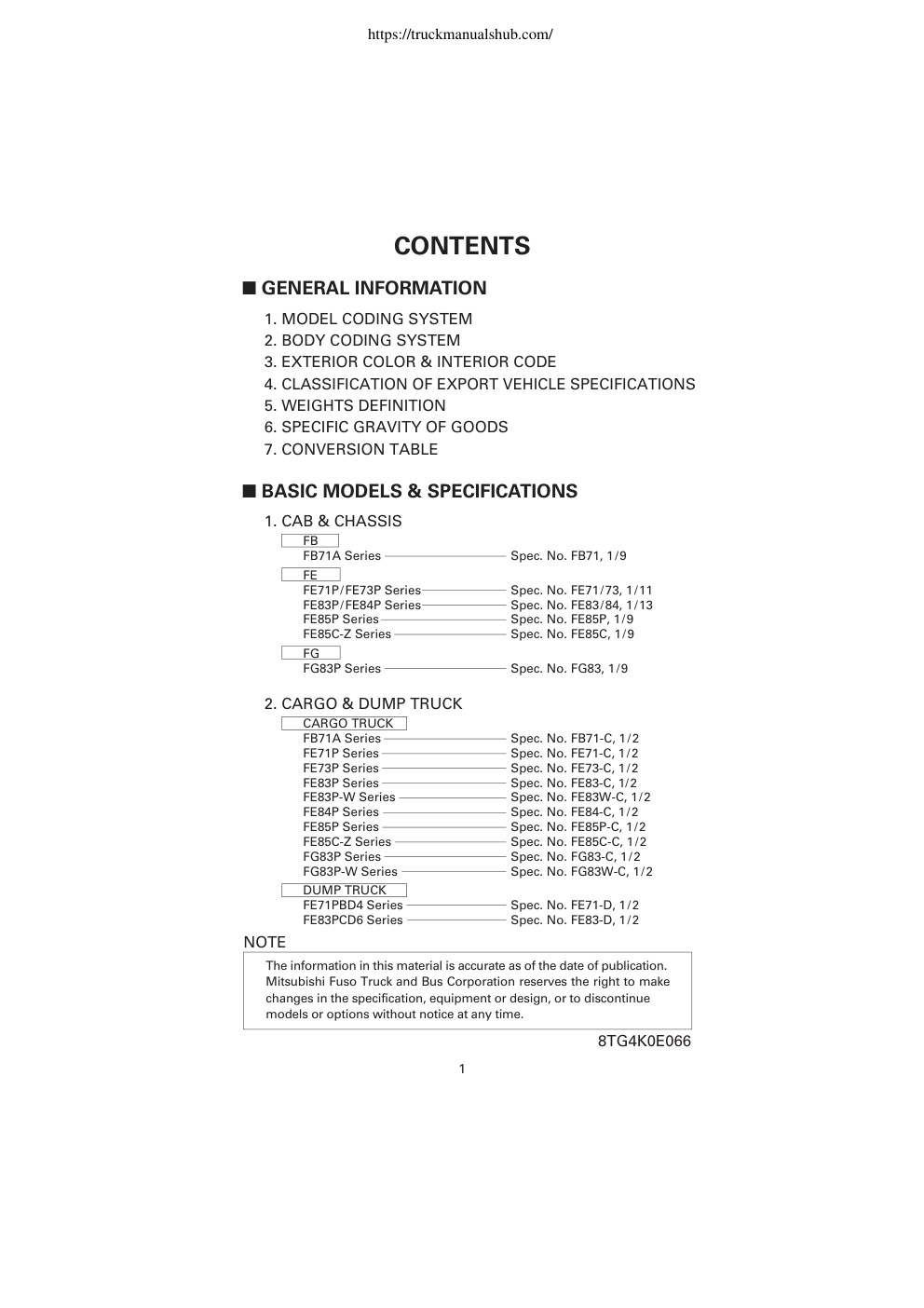 Première page de MITSUBISHI FUSO CANTER