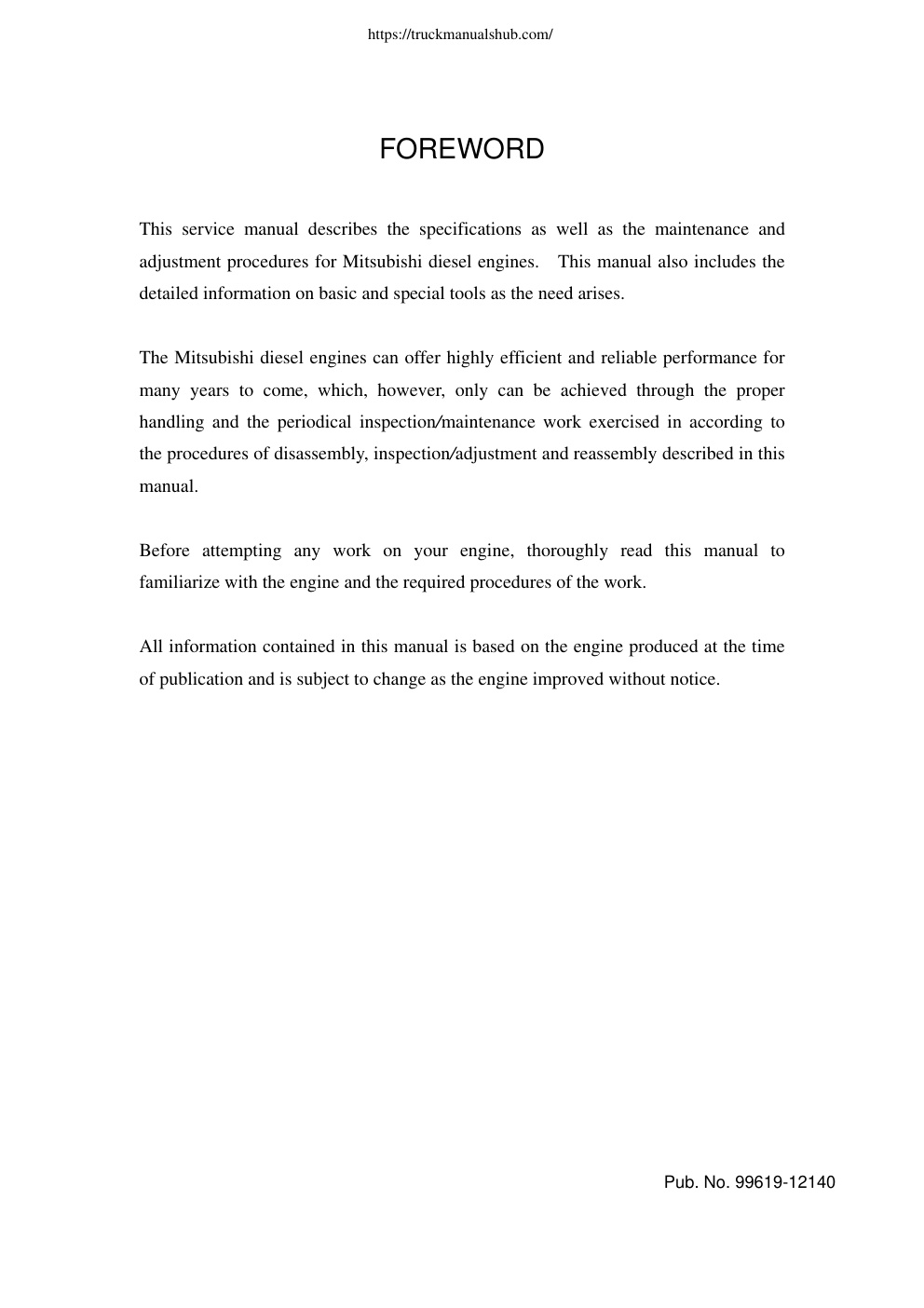 Première page de This service manual describes the specifications as well as the maintenance and