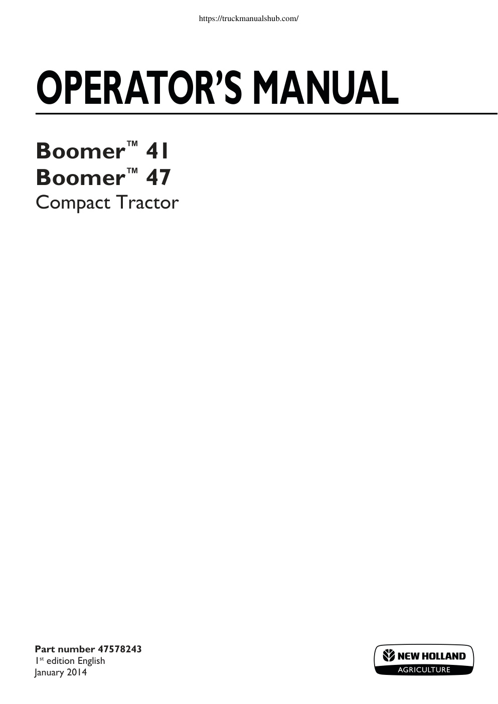 Première page de OPERATOR'S MANUAL __