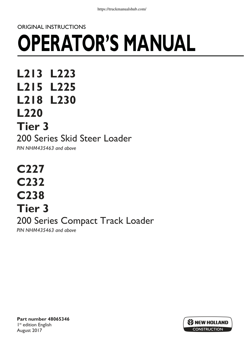 Première page de ORIGINAL INSTRUCTIONS