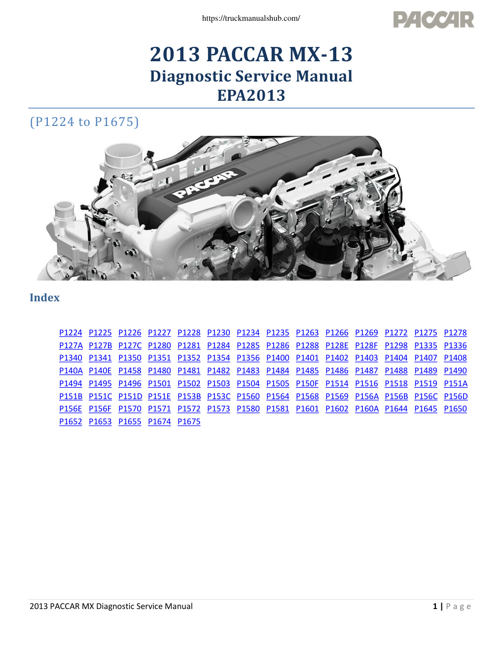 Première page de Diagnostic Service Manual