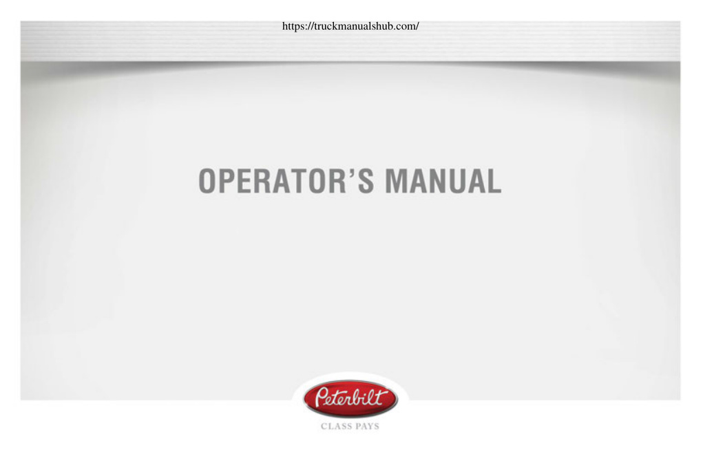 Première page de OPERATOR’S MANUAL