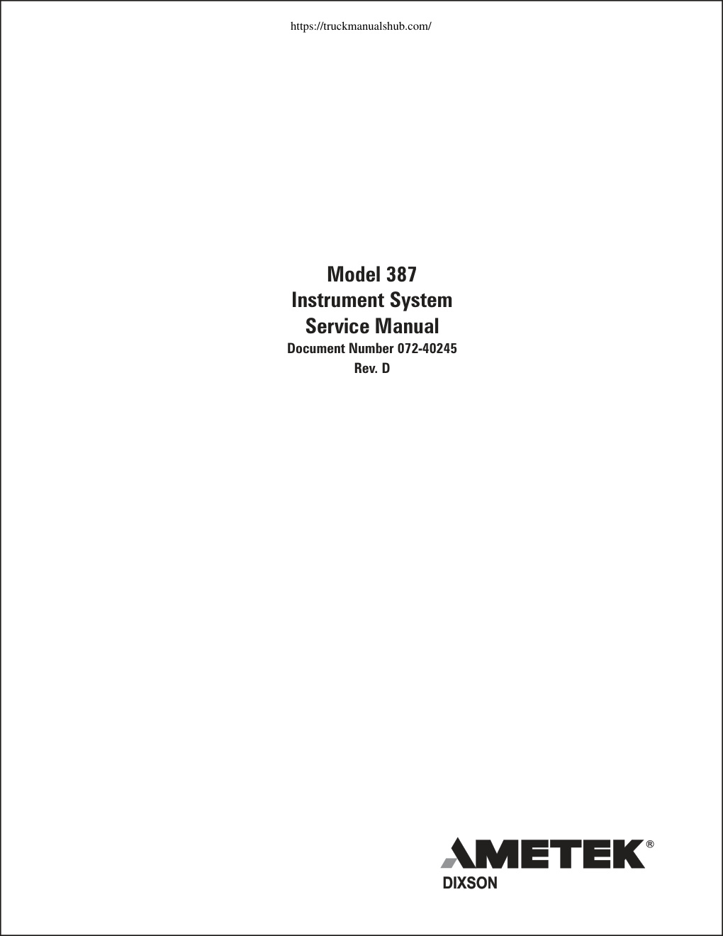 Première page de Service Manual