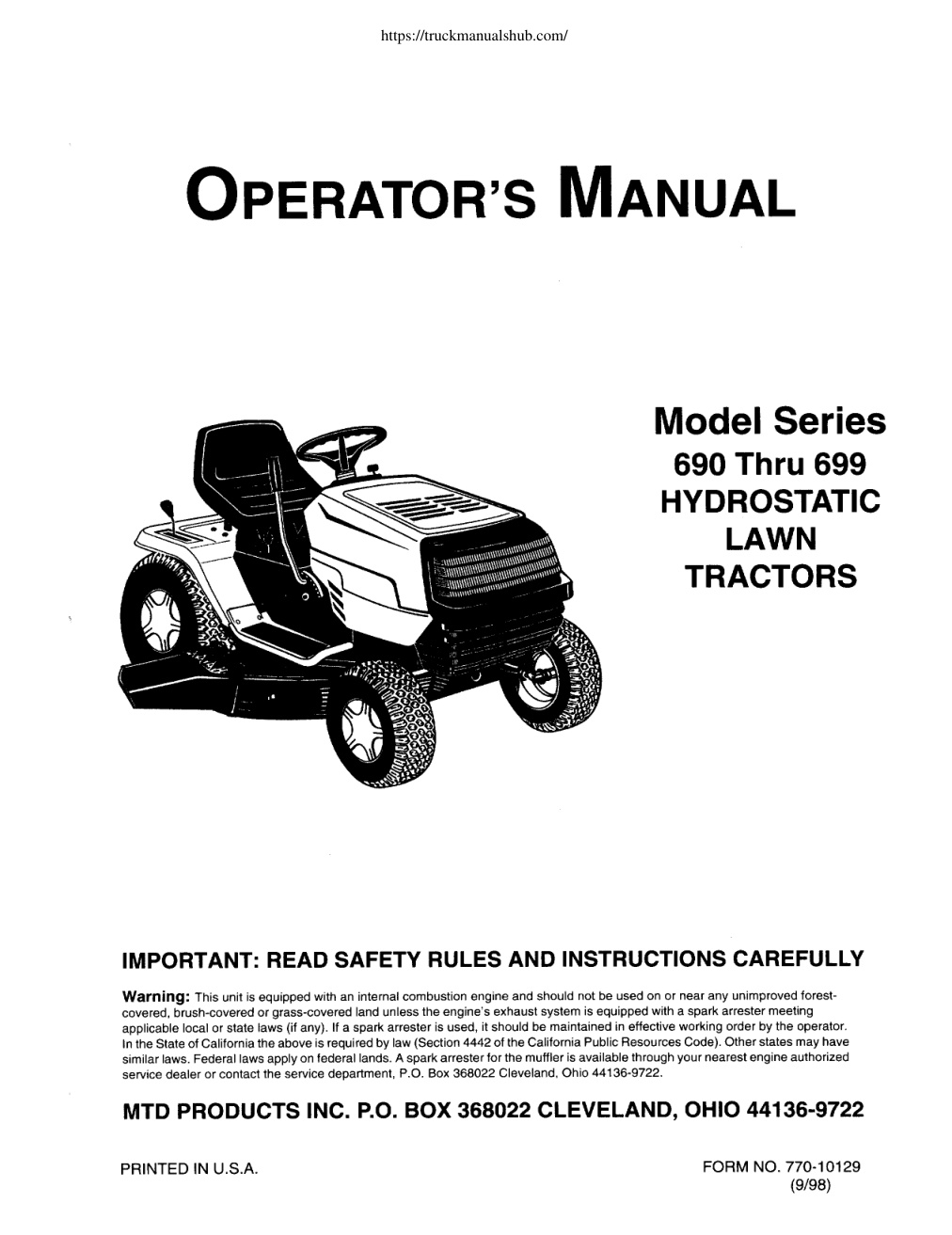 Première page de OPERATOR’S MANUAL