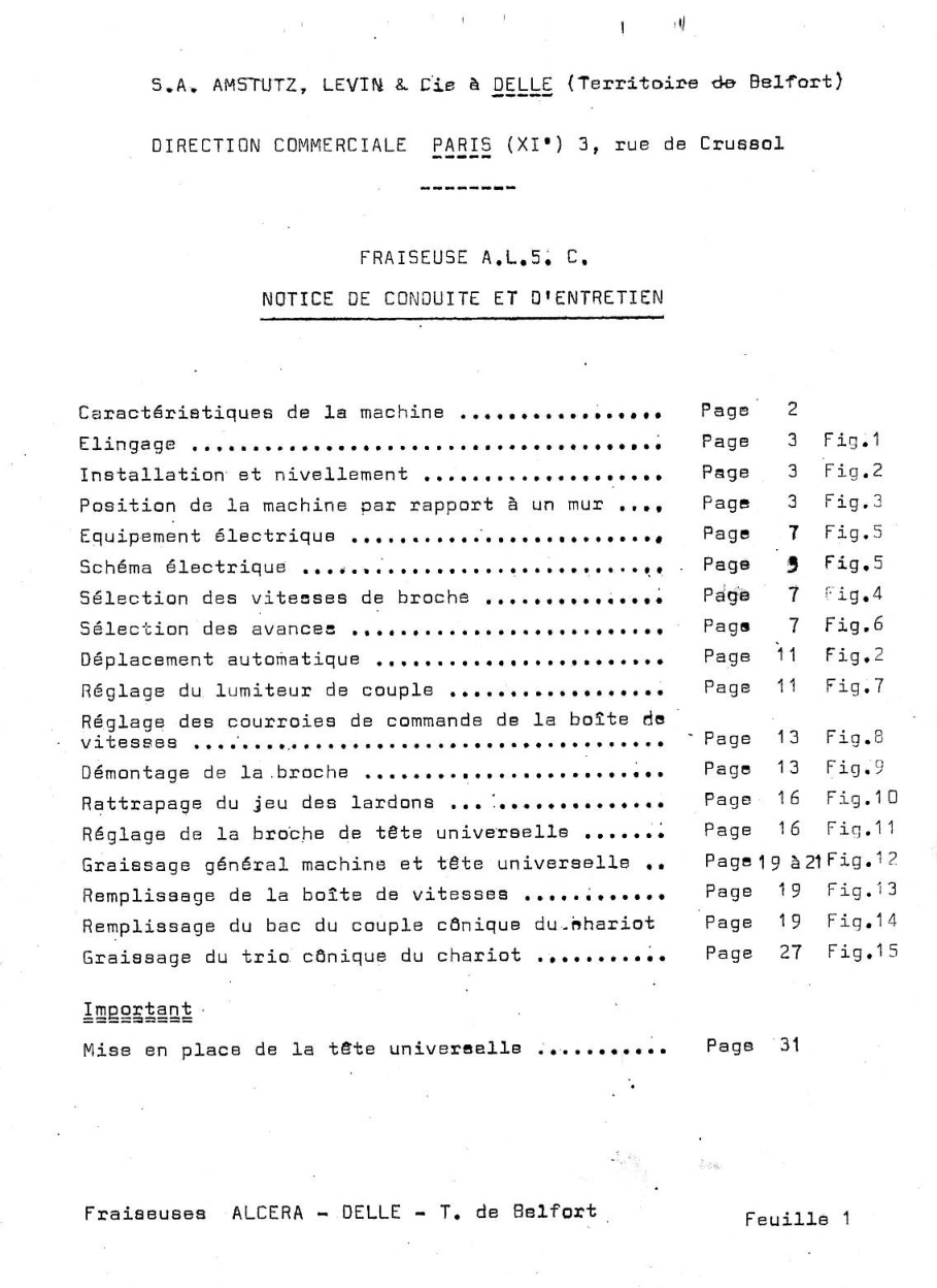 Première page de NOTICE DE CONDUITE ET D'ENTRETIEN