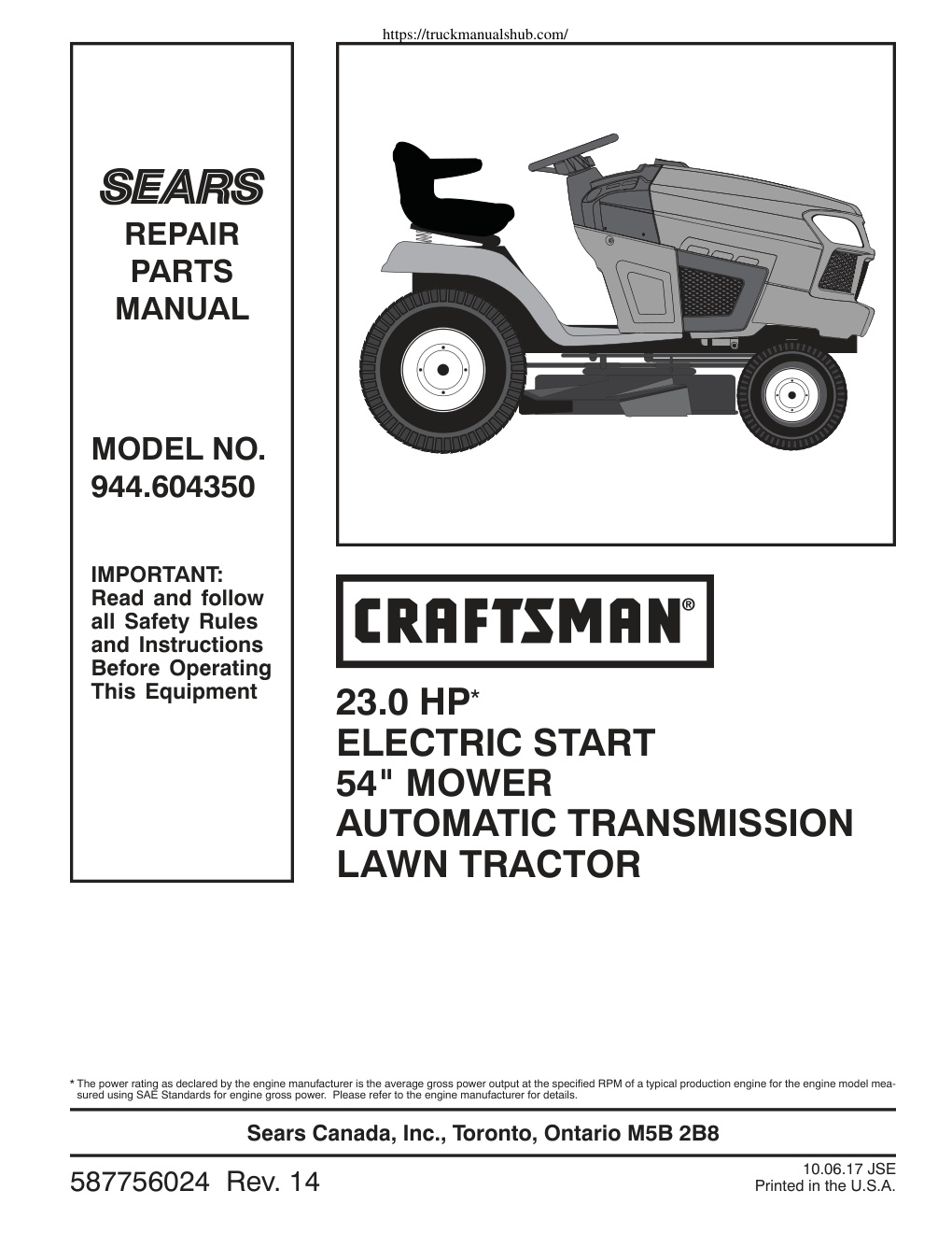 Première page de IPL, Craftsman, 944.604350