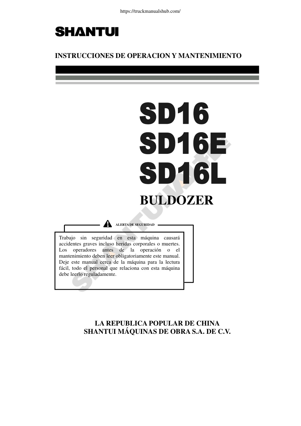Première page de INSTRUCCIONES DE OPERACION Y MANTENIMIENTO