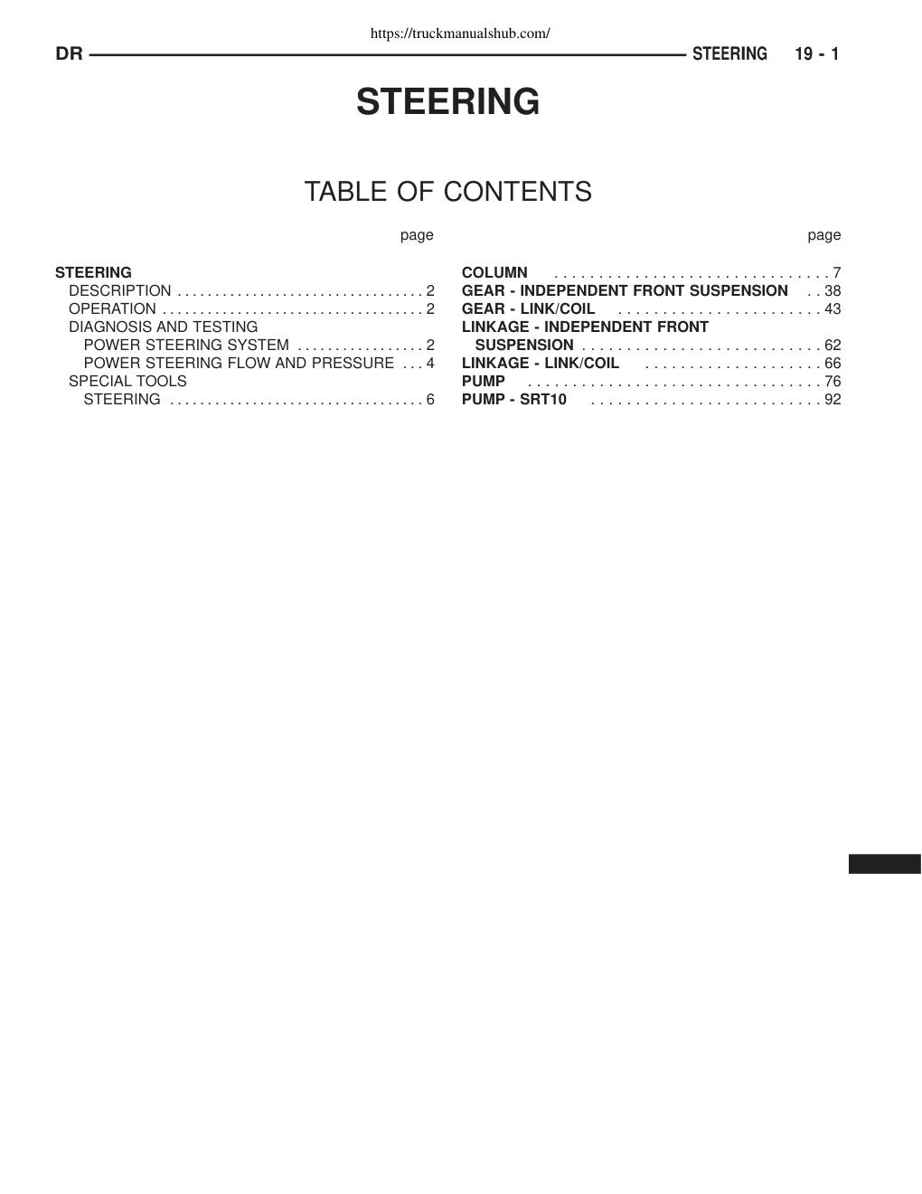 Première page de 2006 DR Service Manual