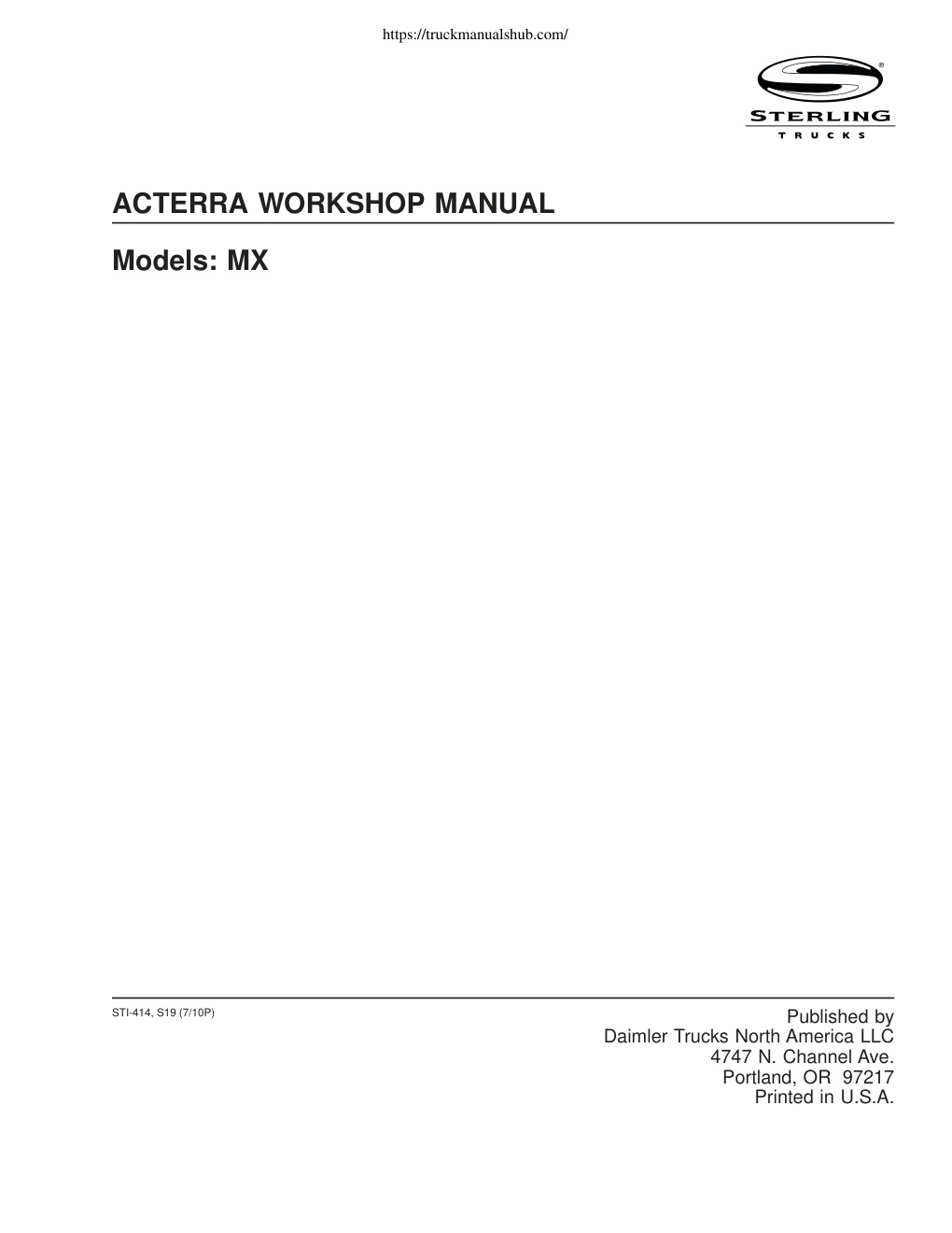 Première page de ACTERRA WORKSHOP MANUAL
