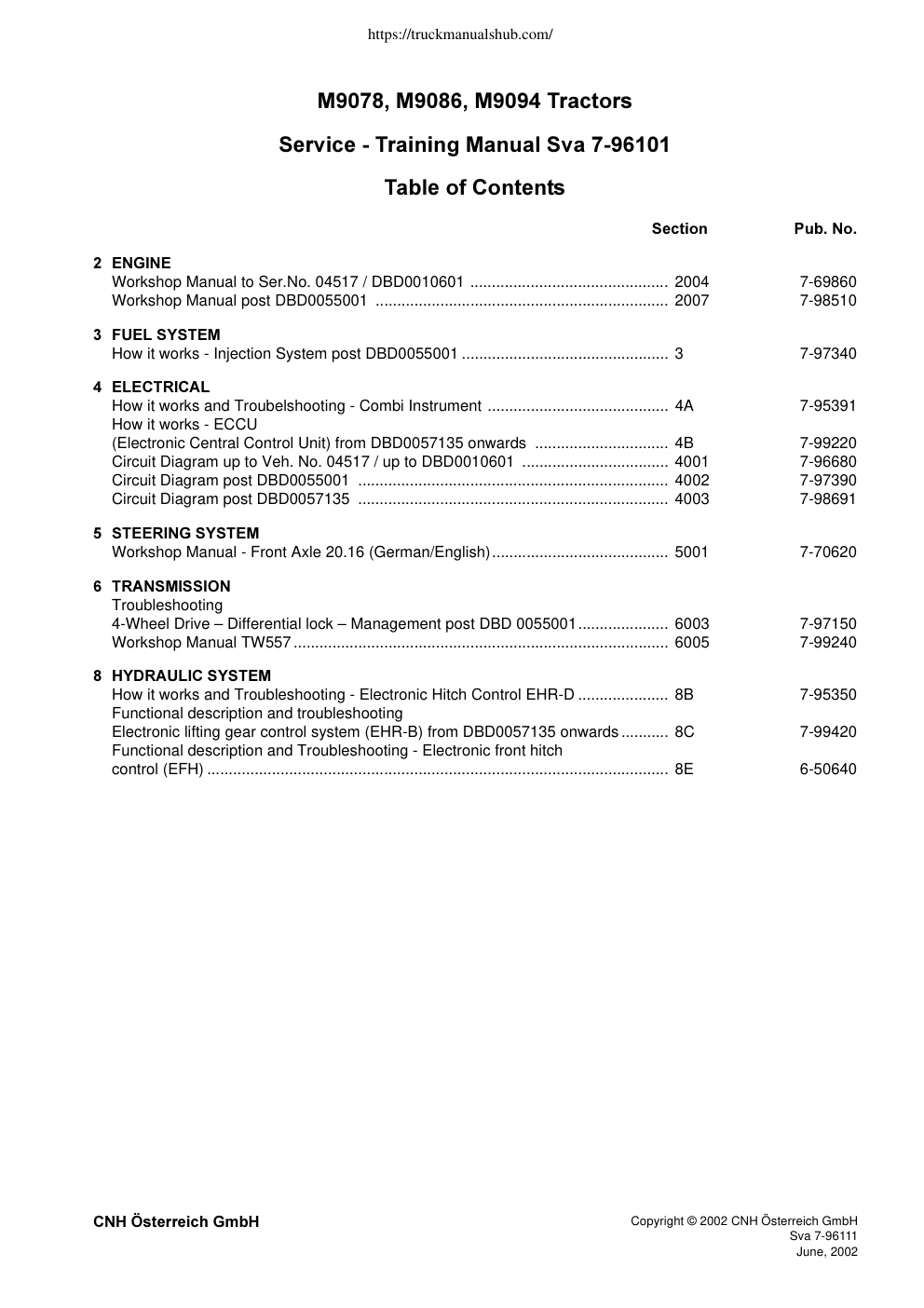 Première page de Workshop Manual to. 04517 / DBD0010601.............................................. 2004 7-69860