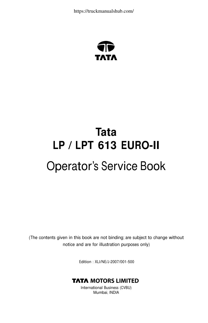 Première page de Operator’s Service Book