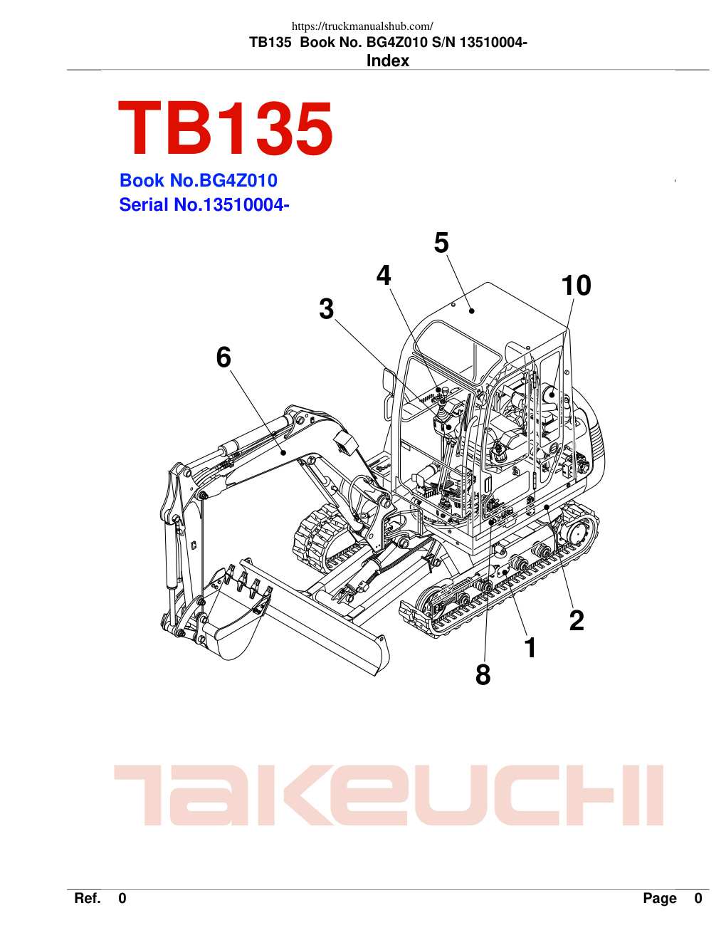 Première page de TB135 Book No. BG4Z010 S N 13510004