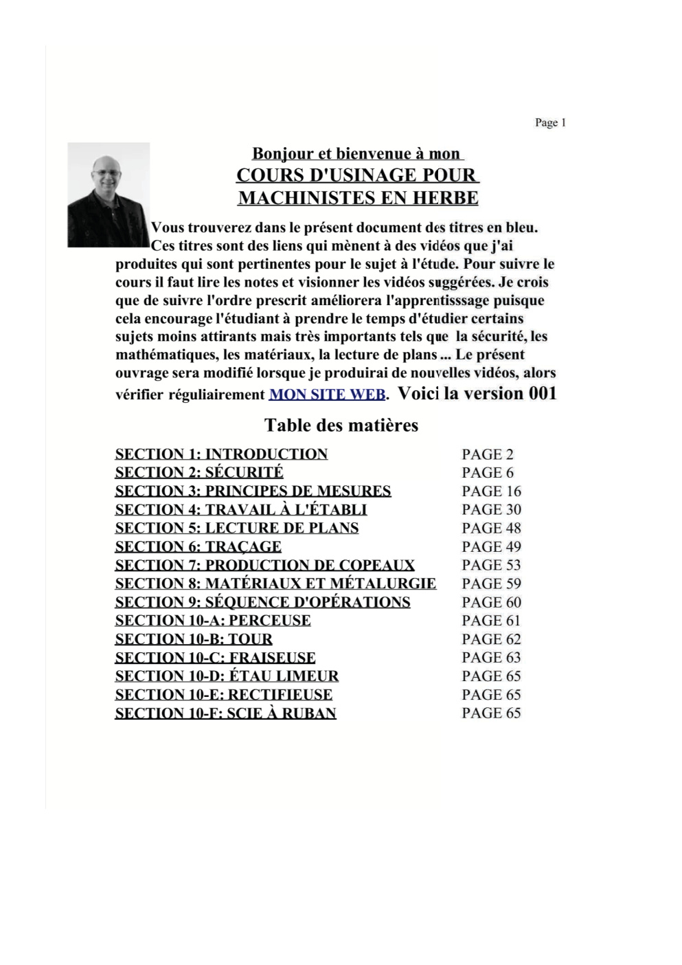 Première page de RS D'USINAGE P