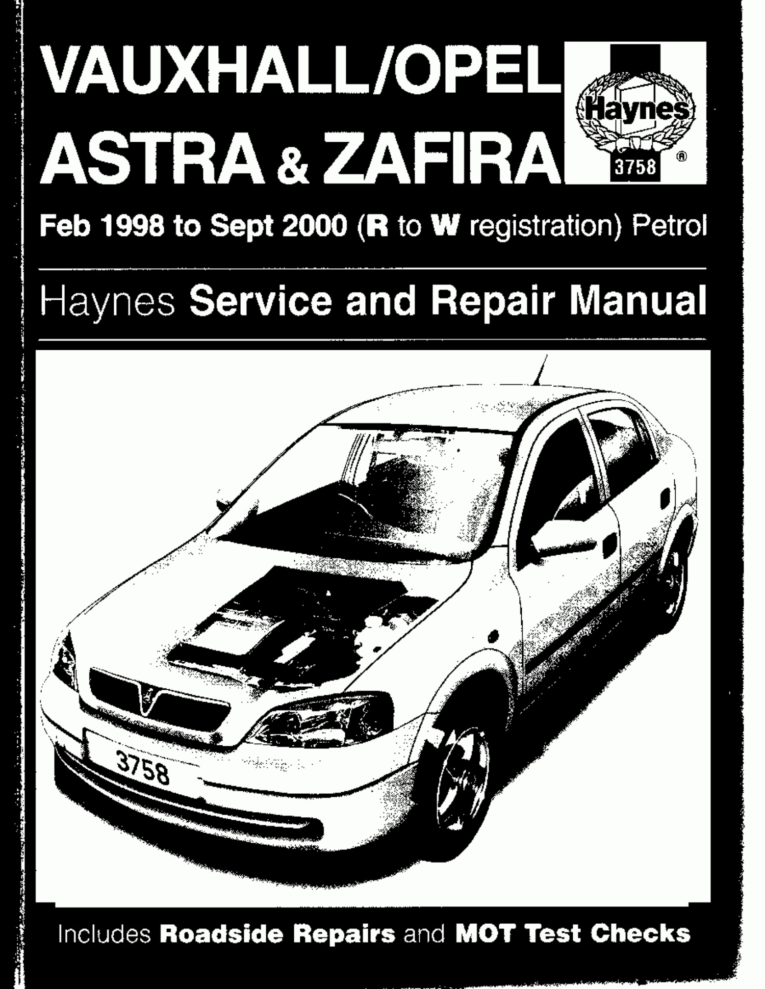 Première page de Vauxhall-Opel Astra&Zafira 1998-2000 Service and Repair
