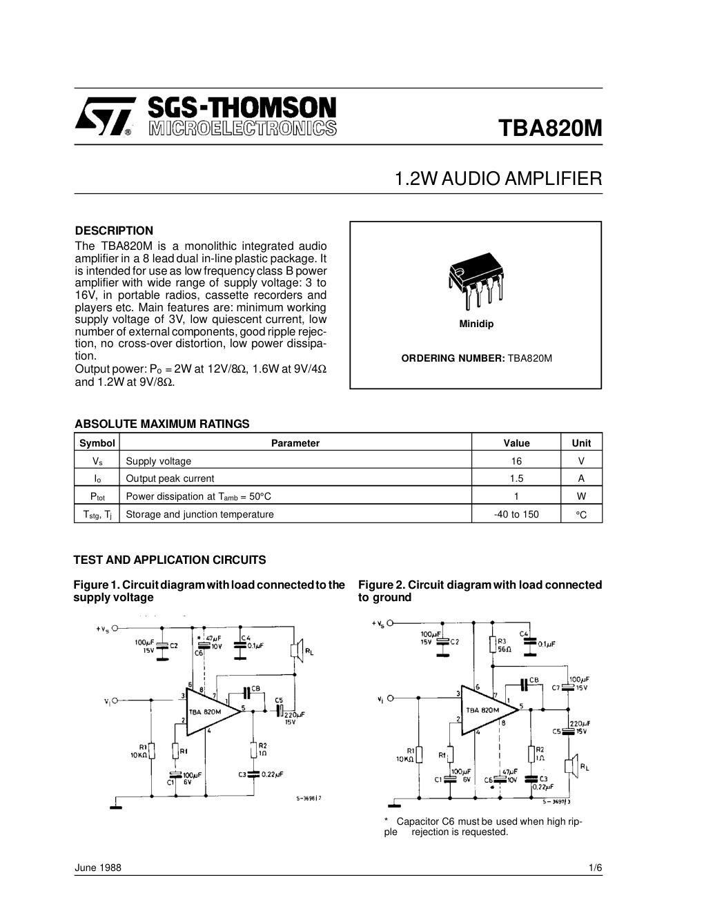 Première page de TBA820M STMICROELECTRONICS | Alldatasheet
