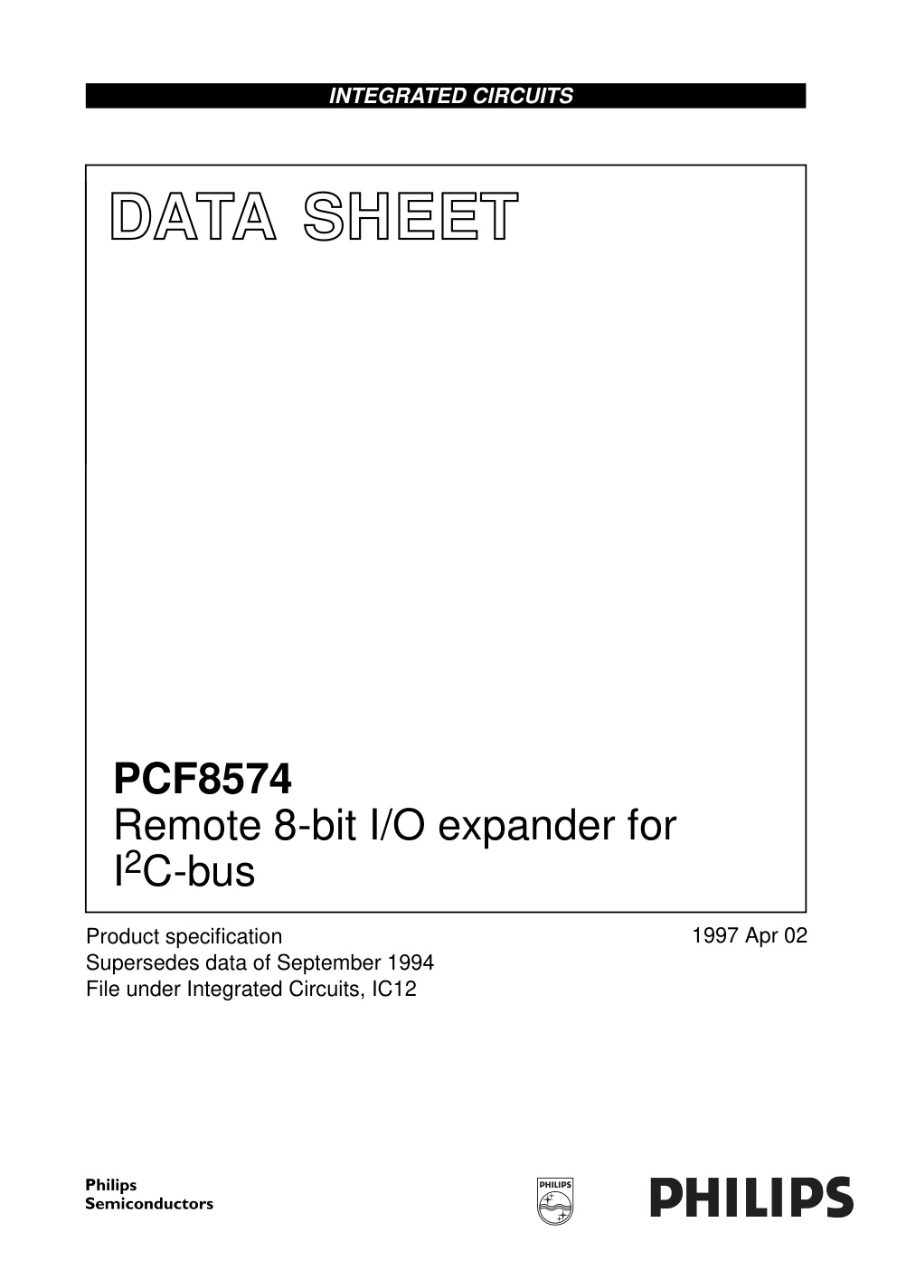 Première page de PCF8574 PHILIPS | Alldatasheet