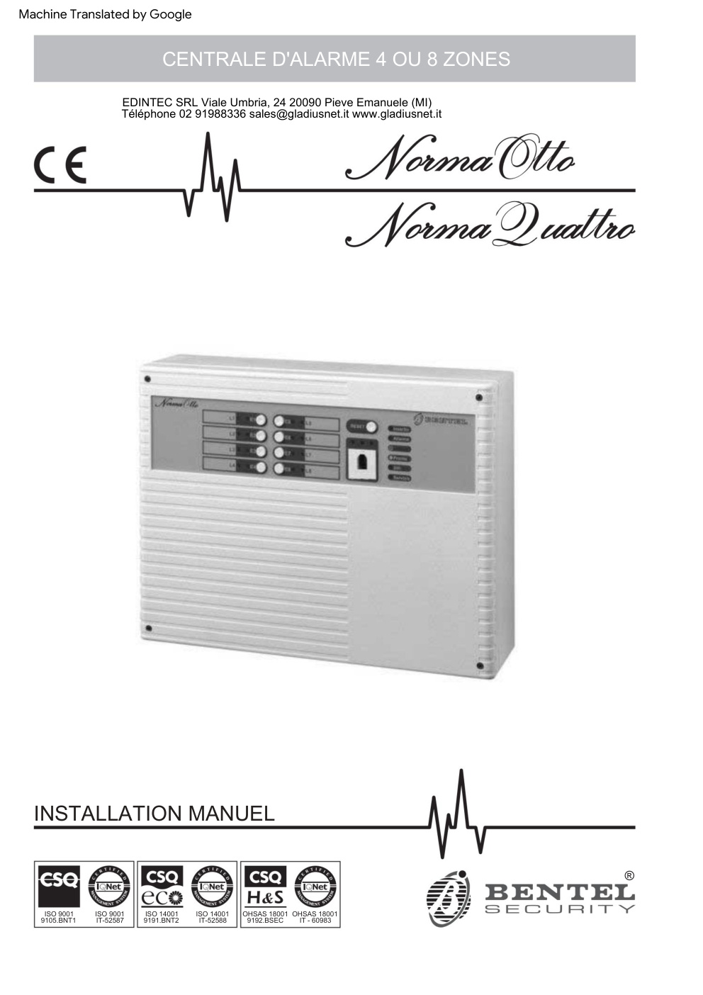 Première page de INSTALLATION MANUEL
