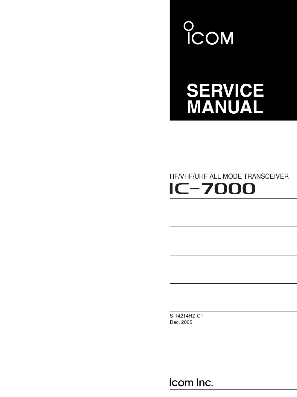 Première page de IC-7000 SERVICE MANUAL