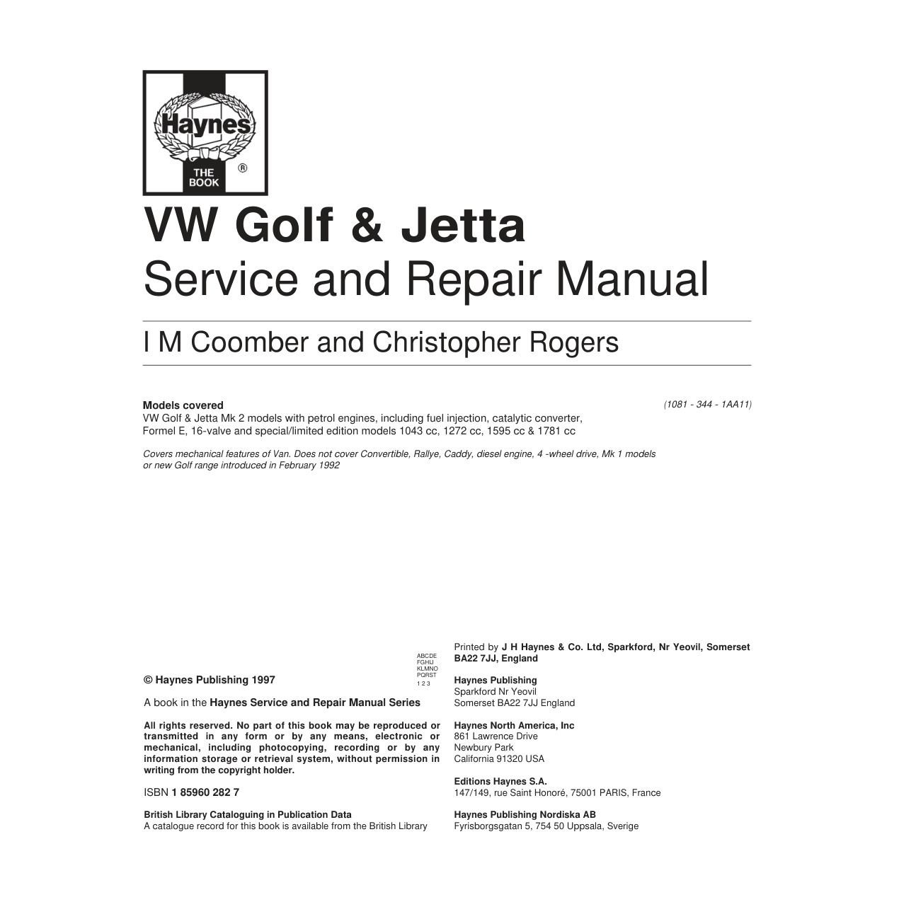 Première page de Service and Repair Manual