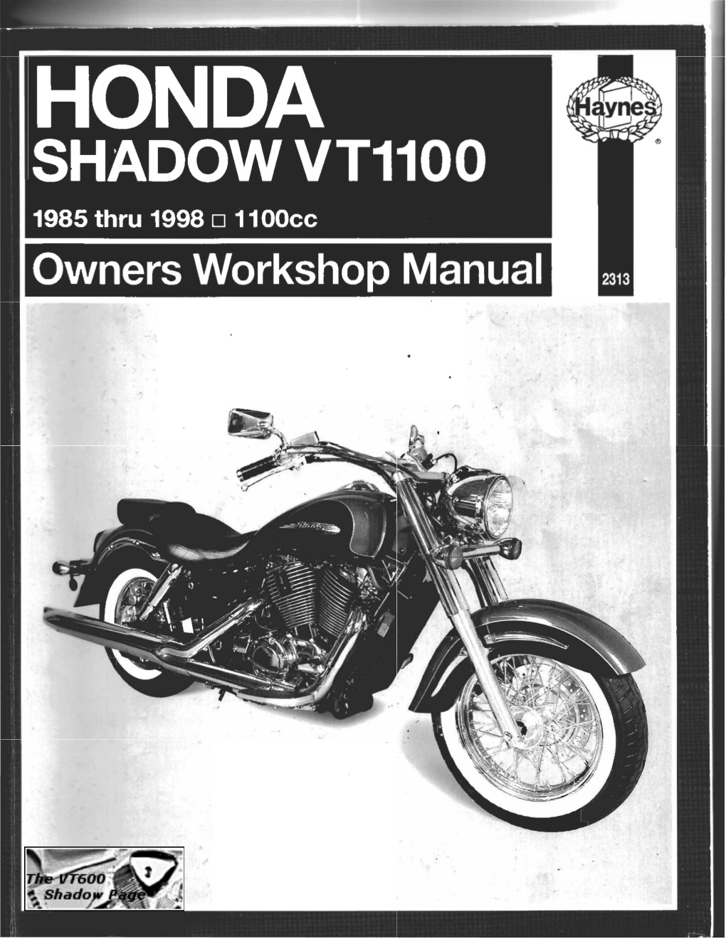 Première page de Honda VT1100 Shadow 85-98 Haynes Service Manual ENG