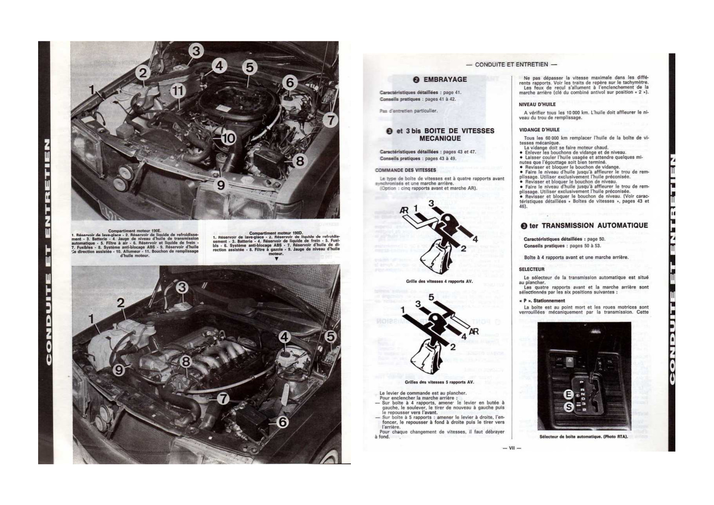 Première page de Compartiment moteur 190E.