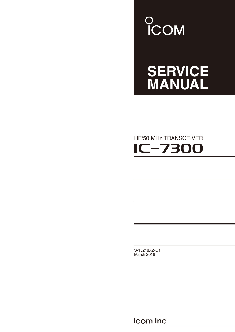 Première page de IC-7300 SERVICE MANUAL
