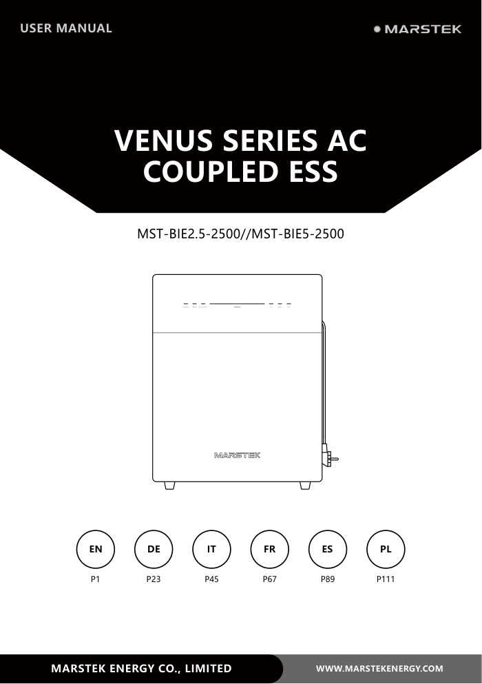 Première page de VENUS系列AC-COUPLE_（英）用户手册_V1.0 （最新）