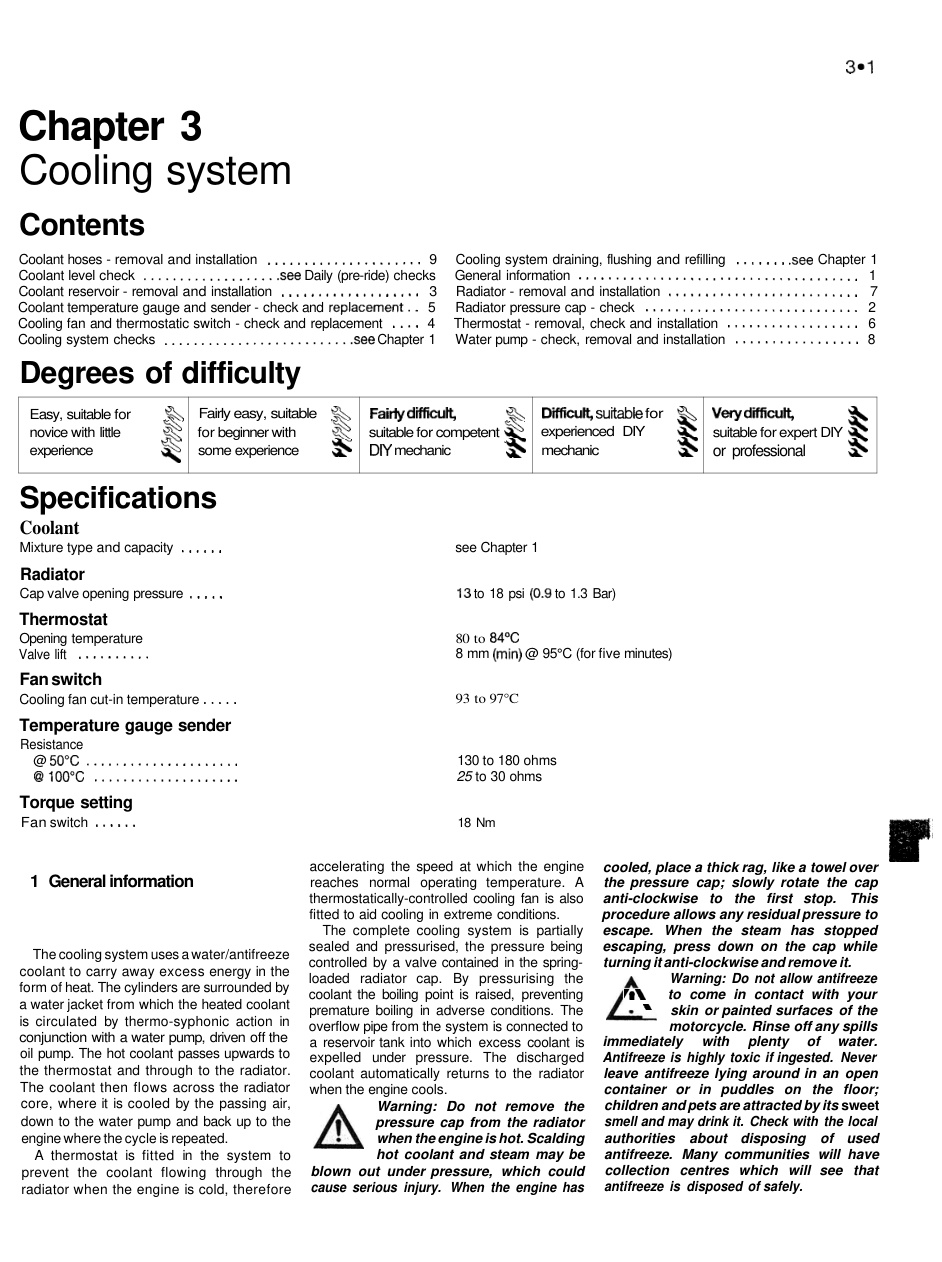 Première page de Coolant hoses - removal and installation..................... 9 Cooling system draining, flushing and refilling........see Chapter 1