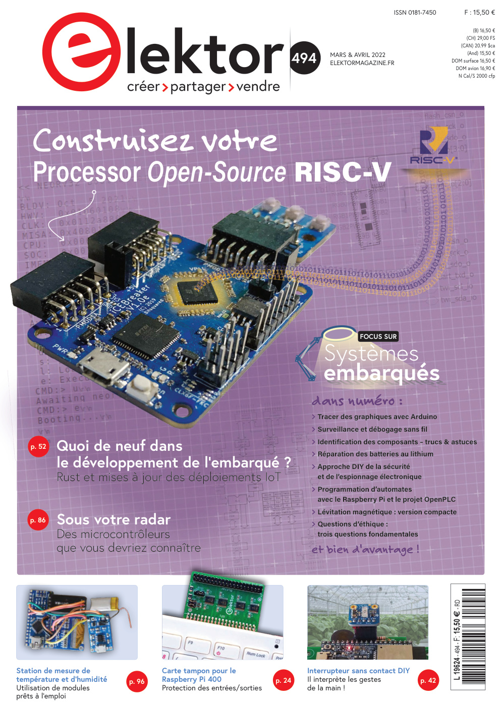 Première page de ISSN 0181-7450 F: 15,50 €