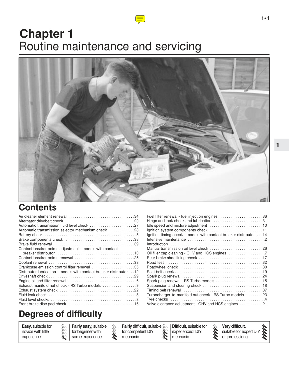 Première page de Routine maintenance and servicing