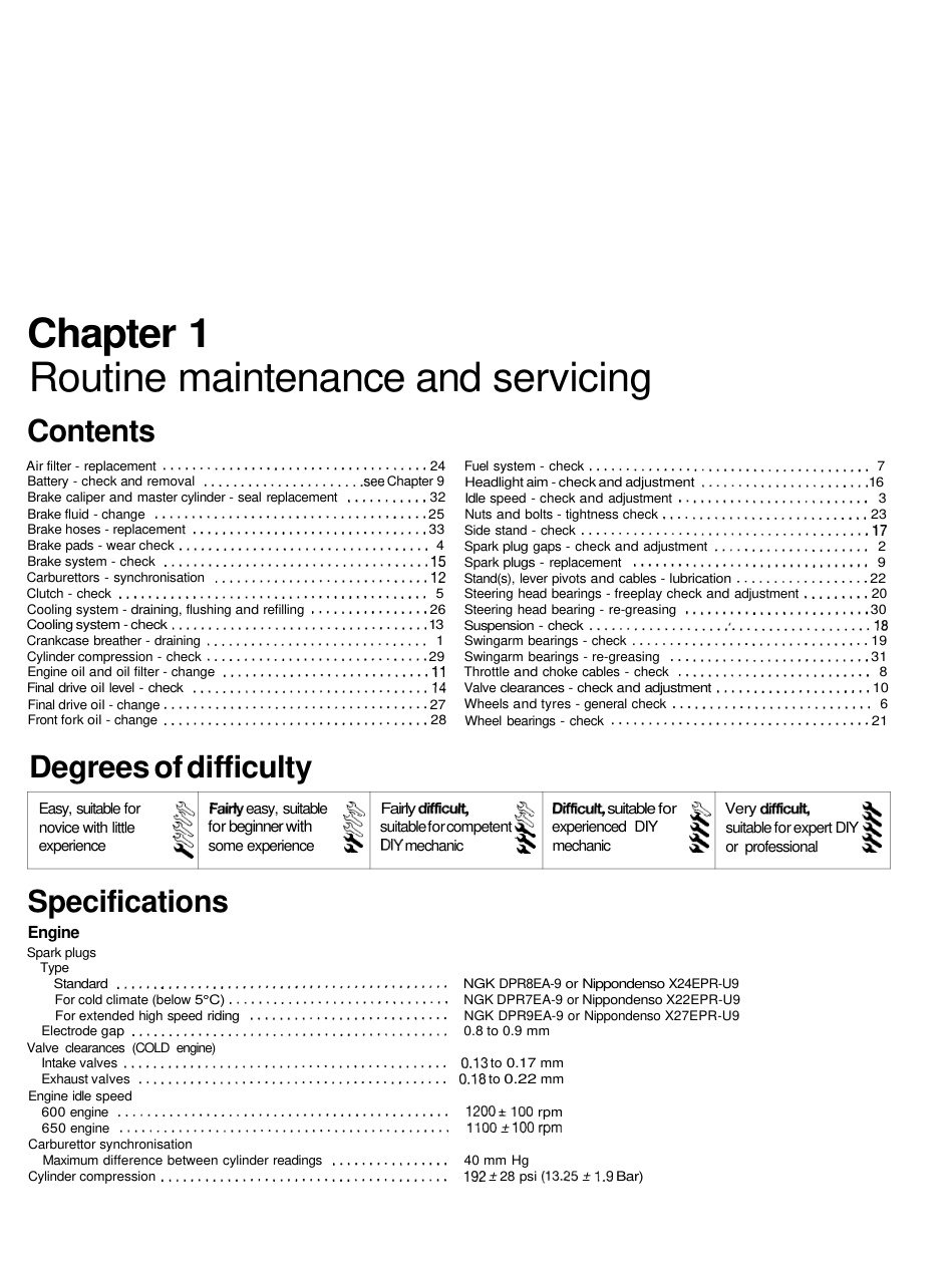 Première page de Routine maintenance and servicing