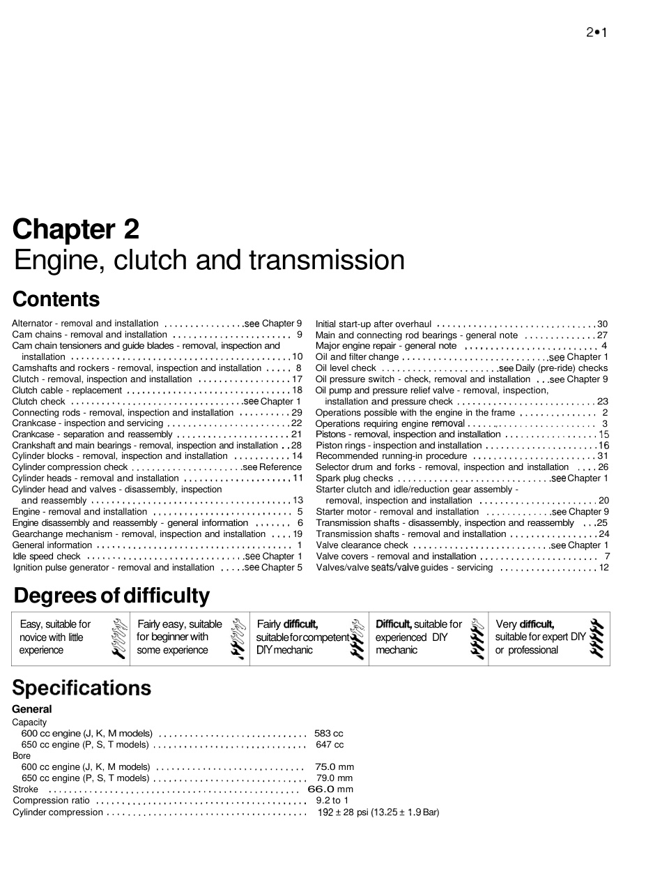 Première page de Alternator - removal and installation................see Chapter 9 Initial start-up after overhaul............................... 30