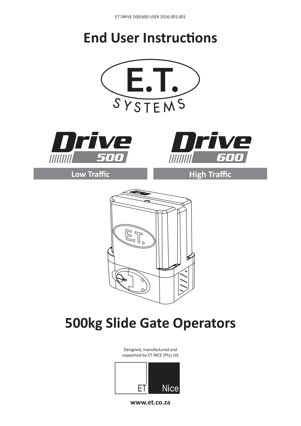 Première page de End User Instructions