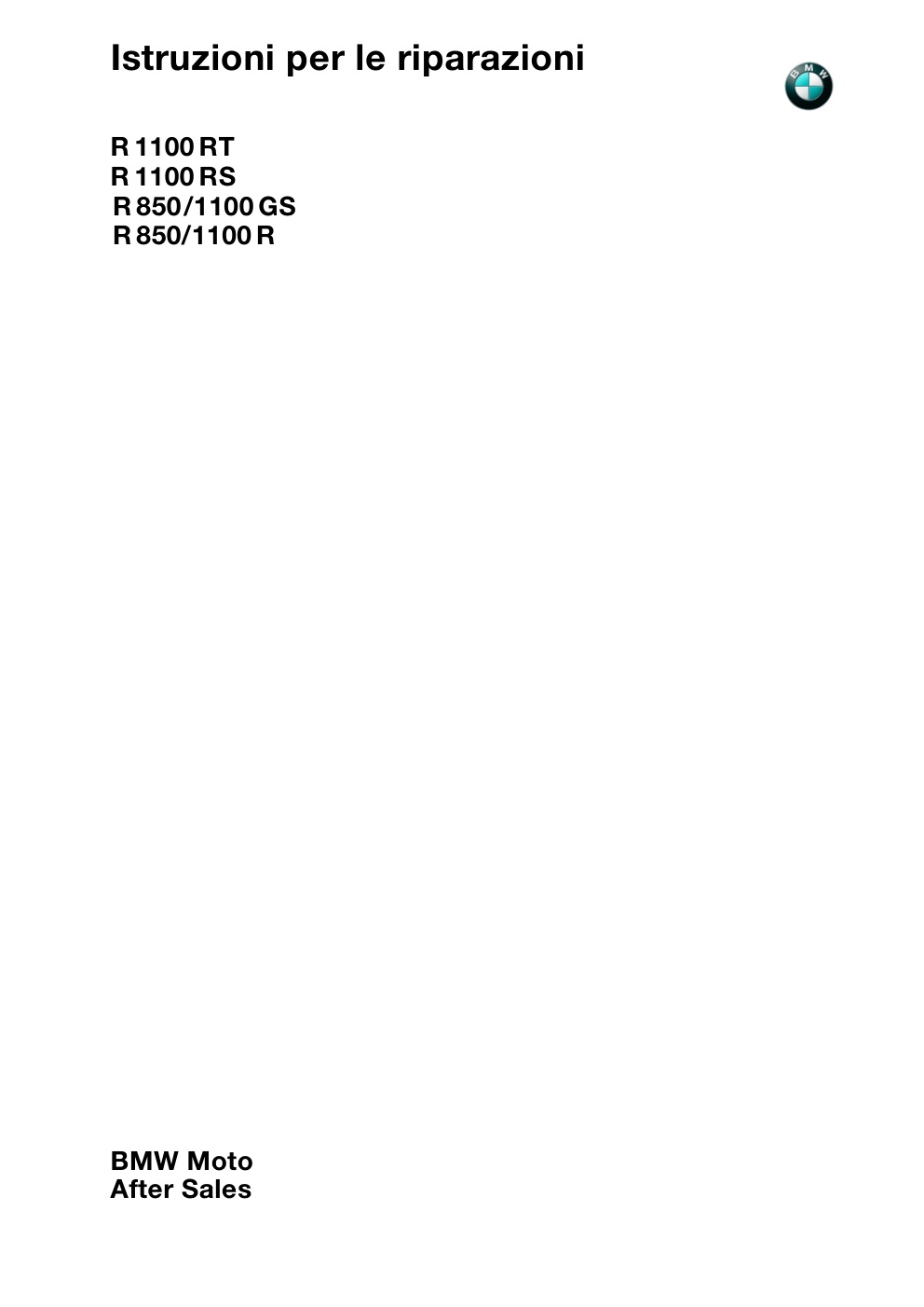 Première page de Istruzioni per le riparazioni R259
