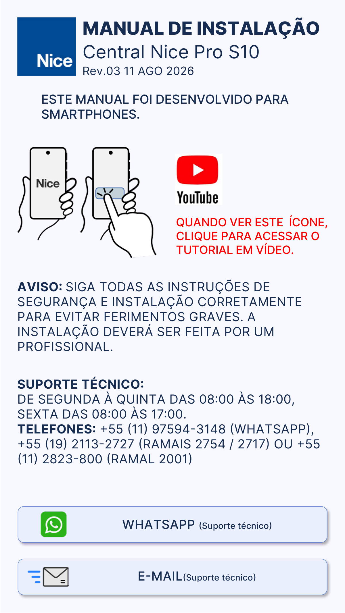 Première page de MANUAL DE INSTALAÇÃO